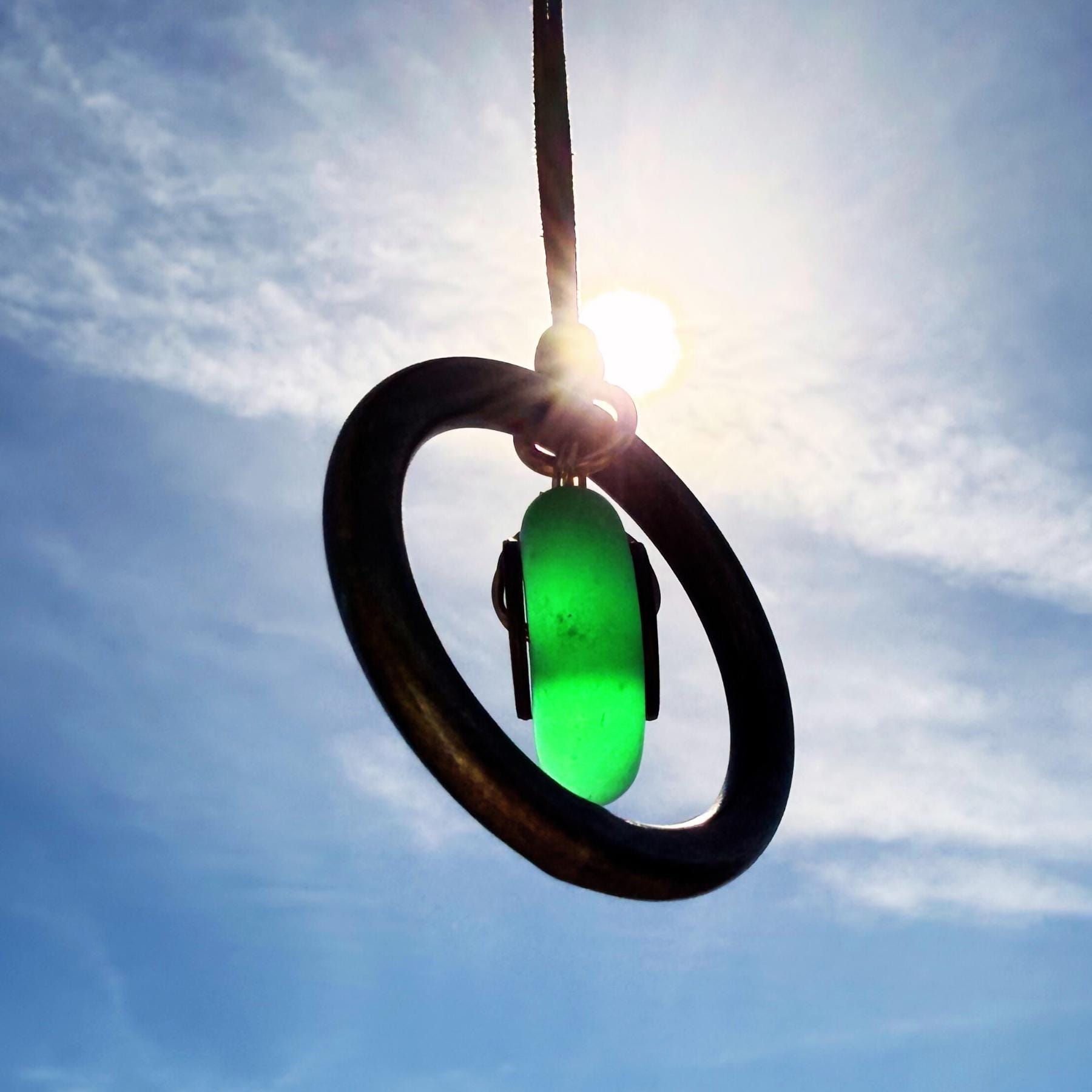 Sea Glass Car Charm: Dragon Lucky Coin Amulet - Wheel of Fortune Protection