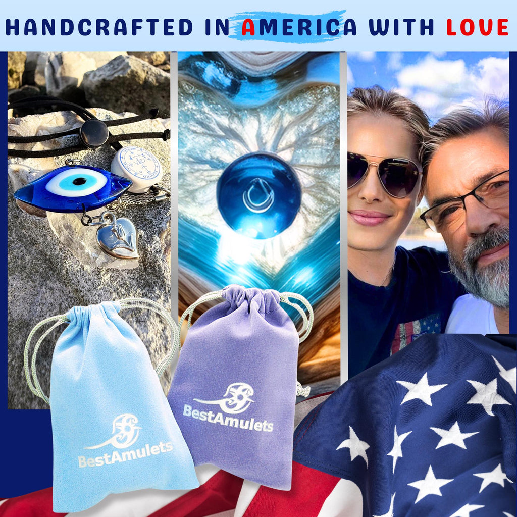 Archangel Michael Car Charm: Evil Eye Quartz Crystal Amulet