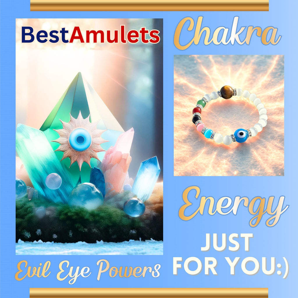 Chakra and Evil Eye Protection Amulet Bracelet - White Cats Eye Divine Light Spiritual Talisman - Tiger Eye & Reiki Crystals Gift for Women