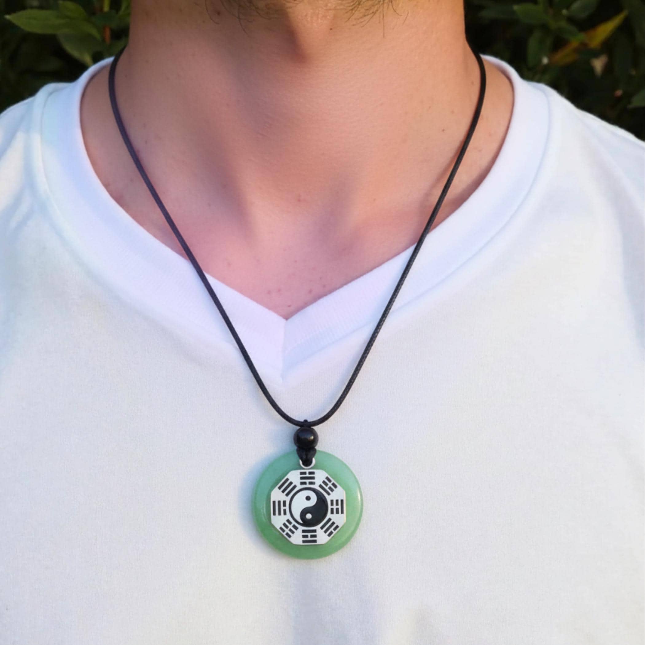 Green Quartz Yin Yang Necklace – Feng Shui BaGua Money Talisman Jewelry