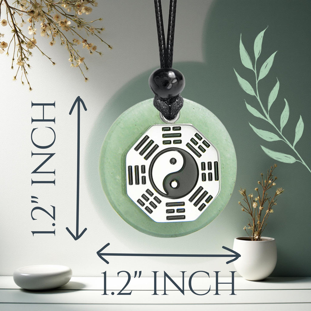 Green Quartz Yin Yang Necklace – Feng Shui BaGua Money Talisman Jewelry