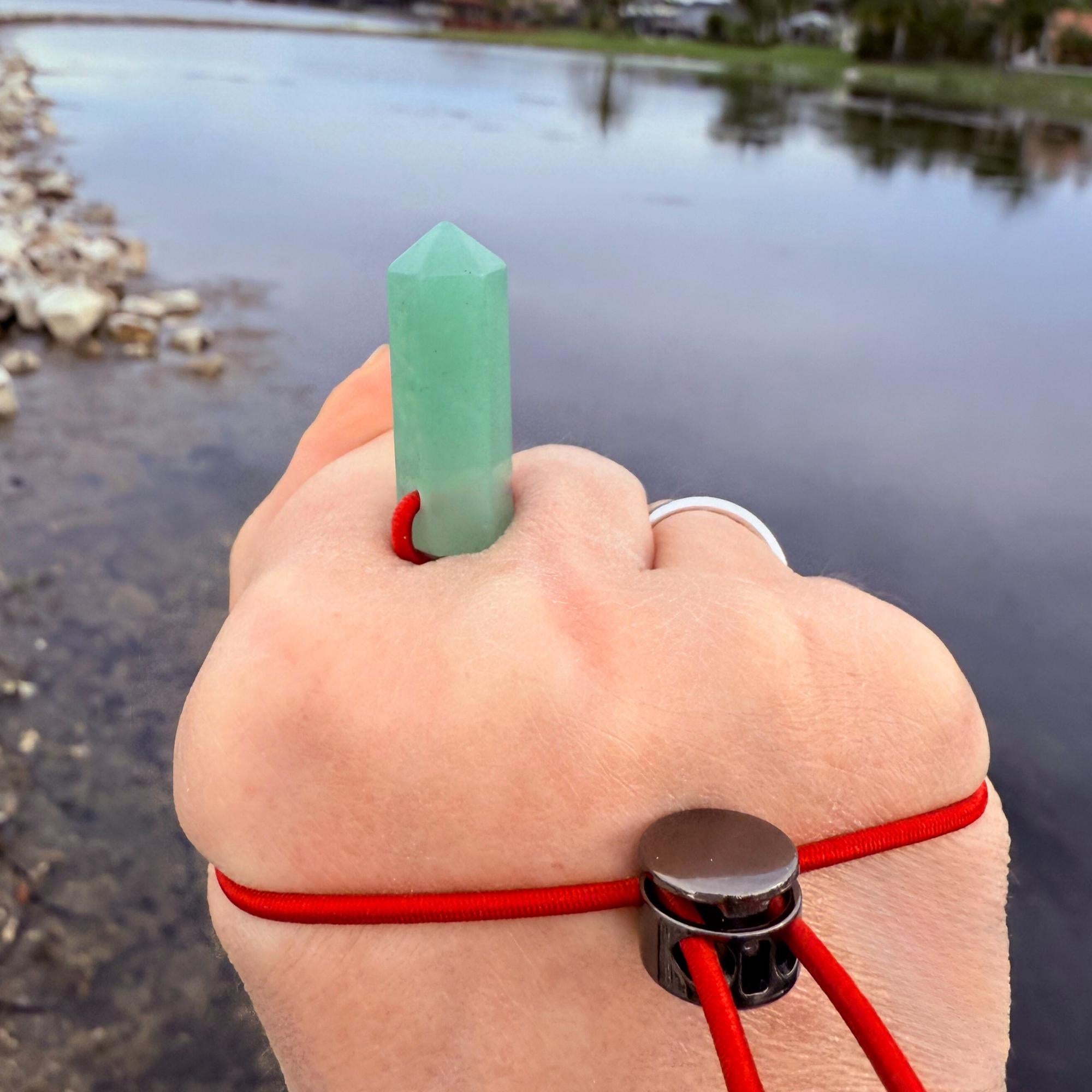 Green Quartz Palm Bracelet: Abundance Amulet - Meditation Crystal Fidget