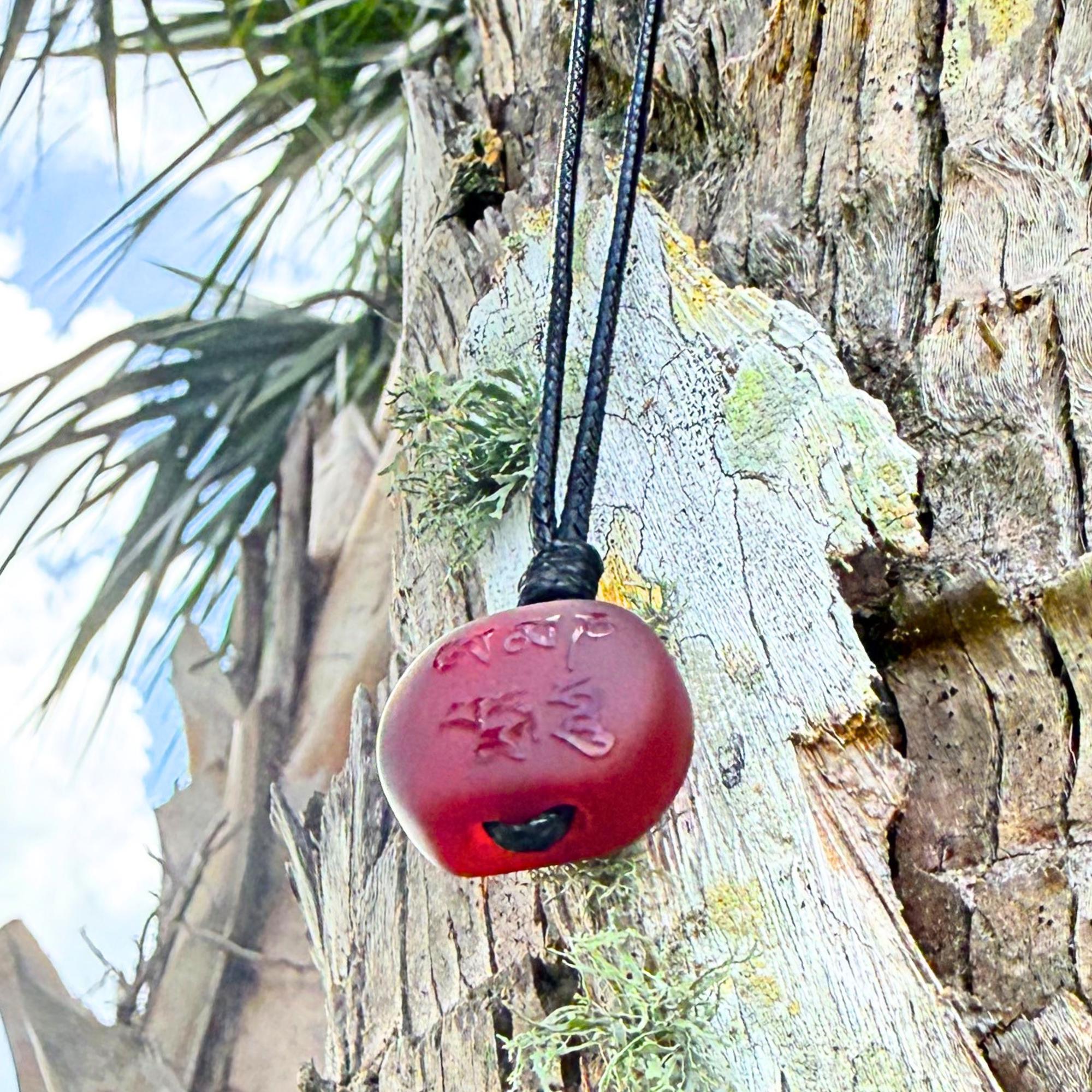 Carnelian Om Mani Padme Hum Mantra Necklace: Tibetan Prayer Bead