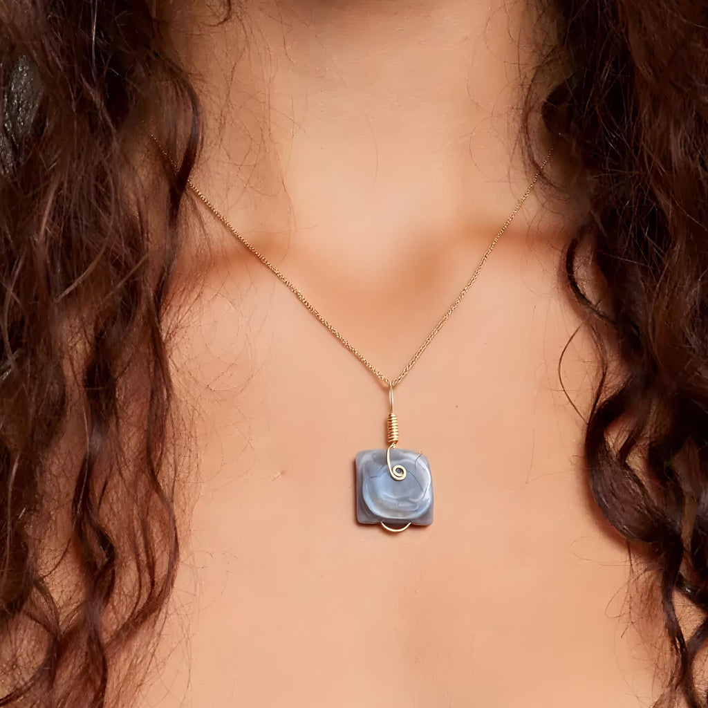 Eye Agate Necklace - Gold Tone Evil Eye Protection Amulet