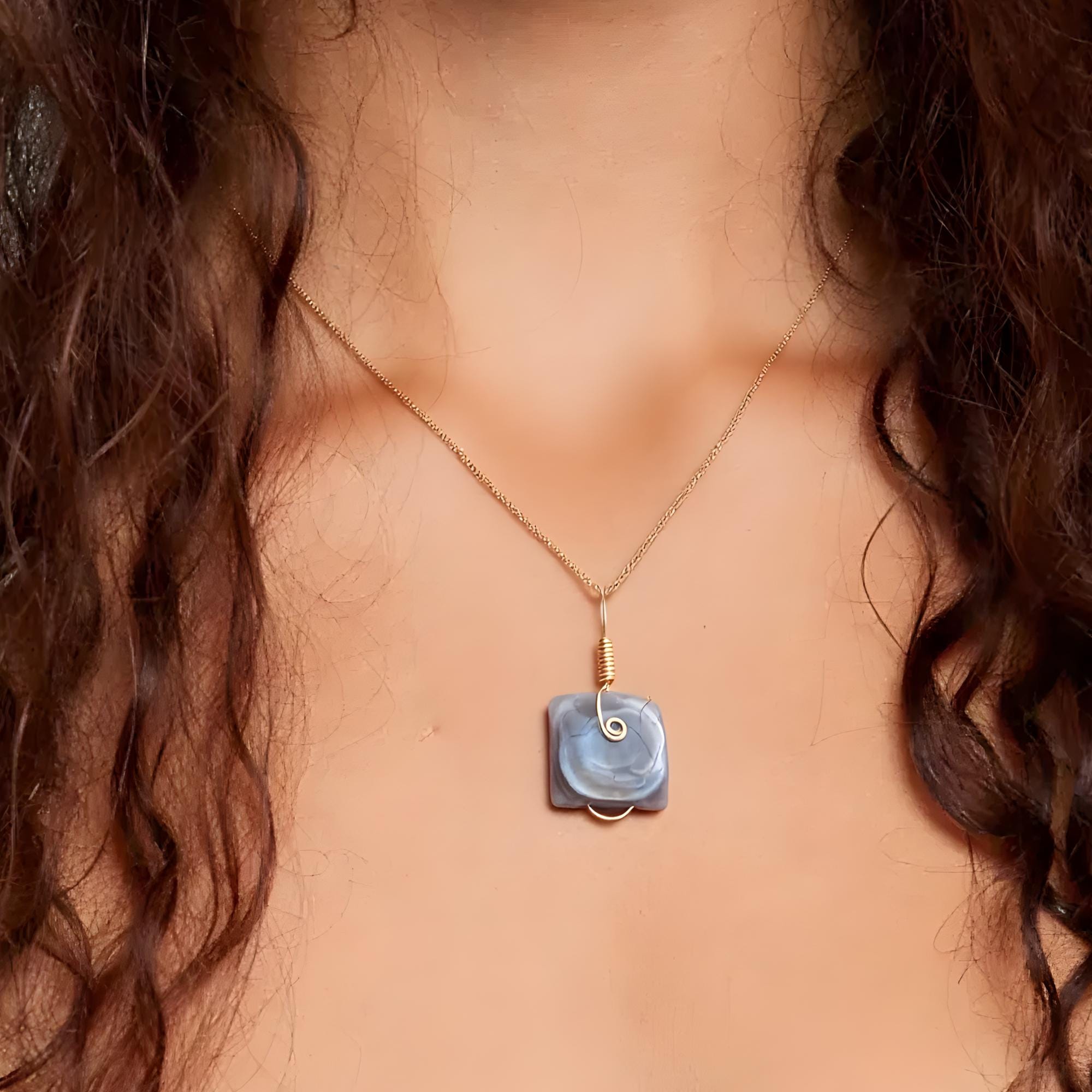 Eye Agate Necklace - Gold Tone Evil Eye Protection Amulet