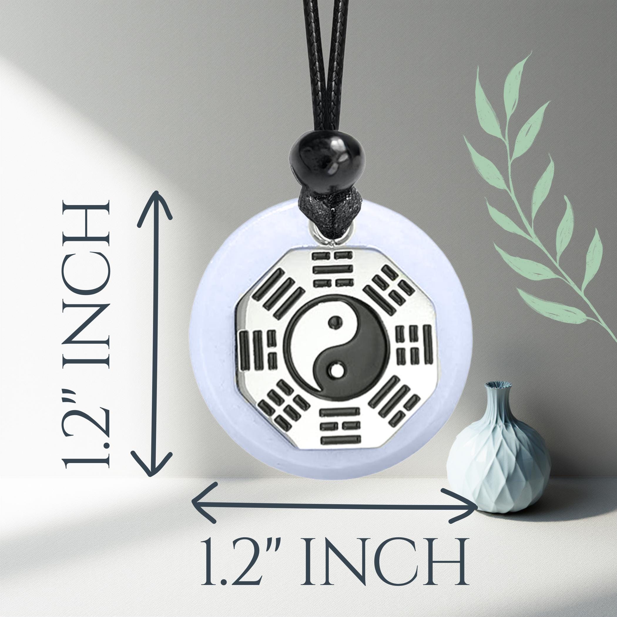 White Quartz Yin Yang Necklace – Evil Eye Protection Ba Gua Amulet