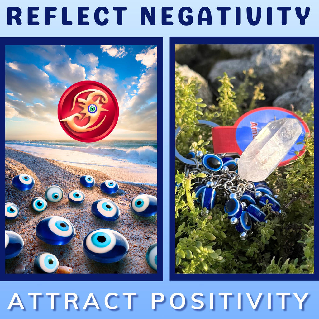 Evil Eye Keychain: Brazilian Quartz Crystal Amulet - Spiritual Protection