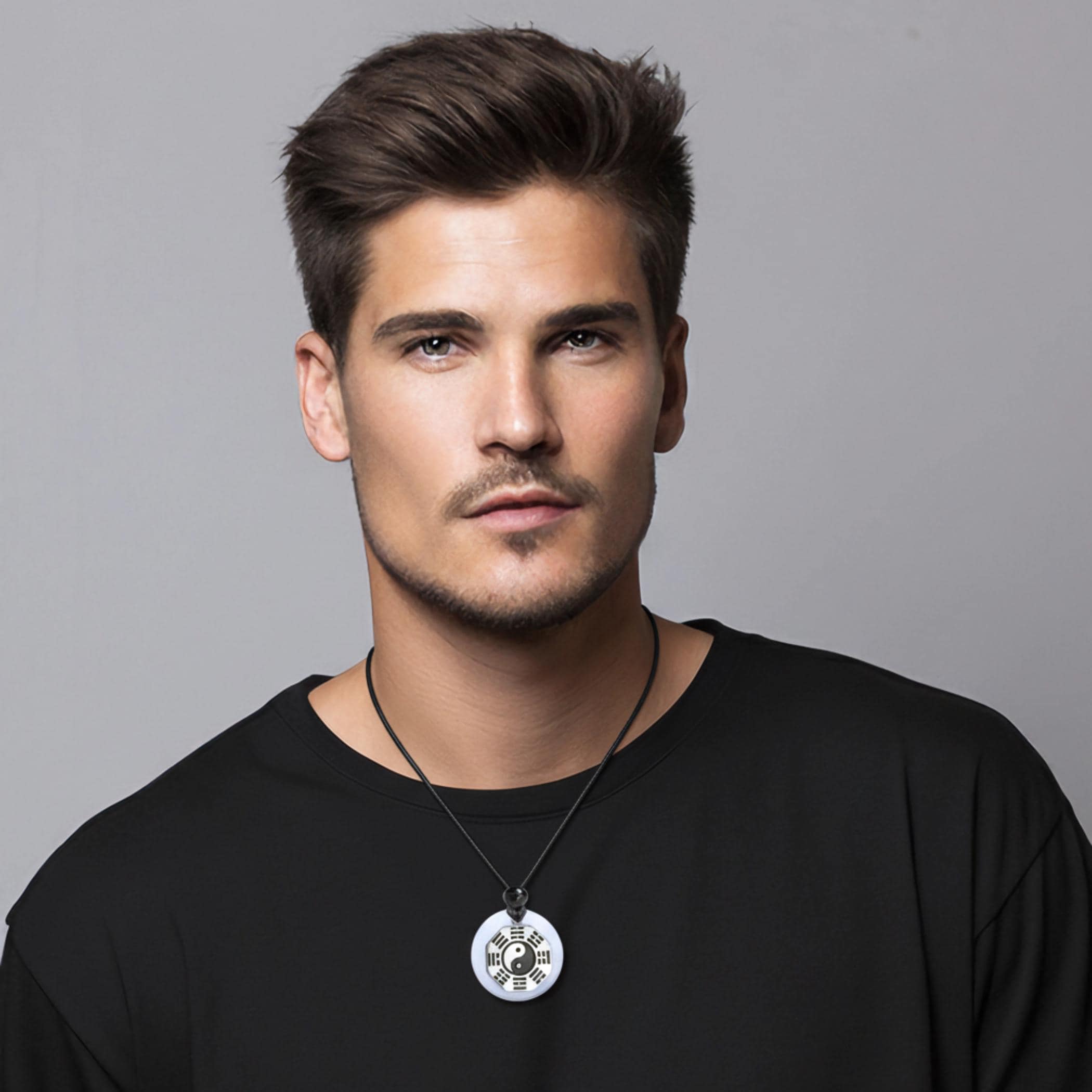 White Quartz Yin Yang Necklace – Evil Eye Protection Ba Gua Amulet