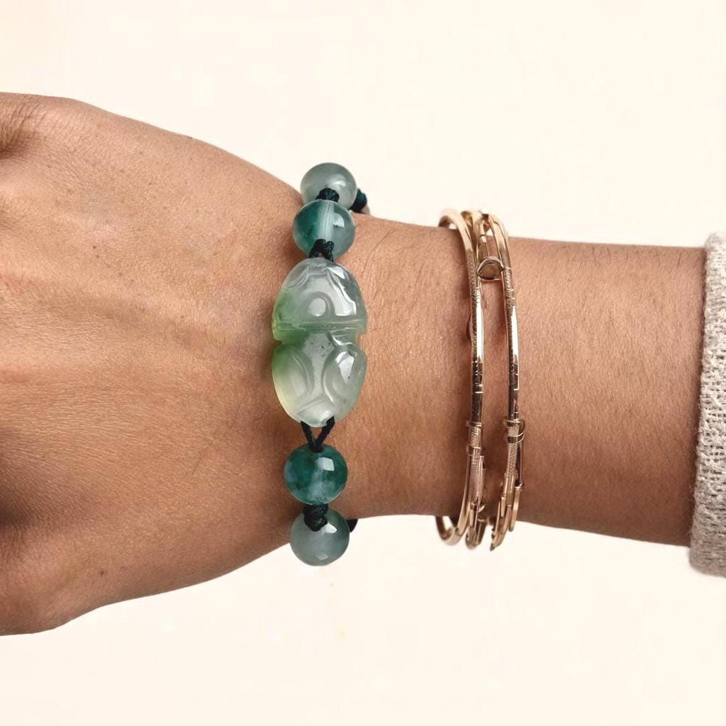 Serpentine Dragon Amulet Bracelet - Spiritual Protection Jewelry - Adjustable Cord