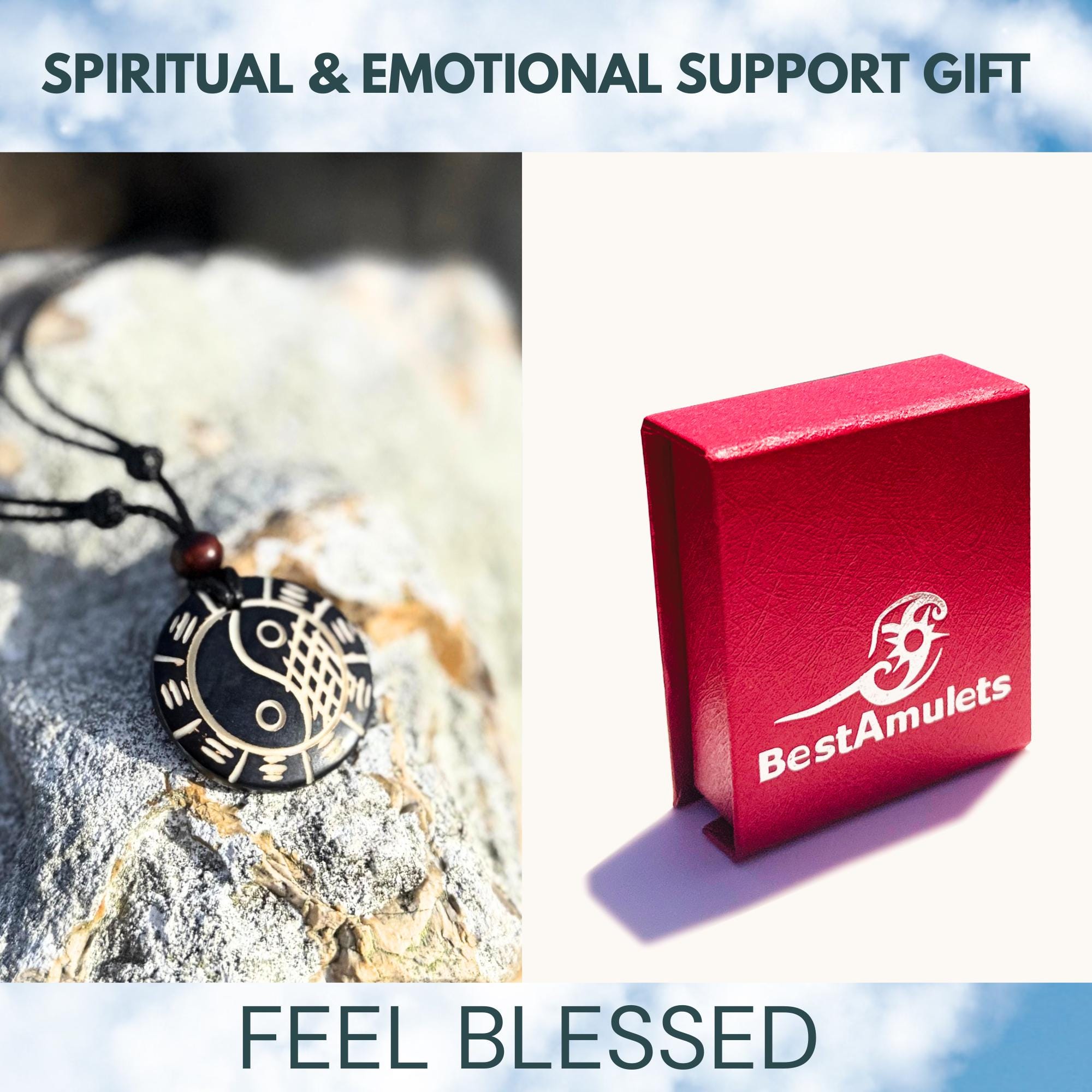 Yak Bone Yin Yang Ba Gua Necklace: Tibetan Feng Shui Amulet