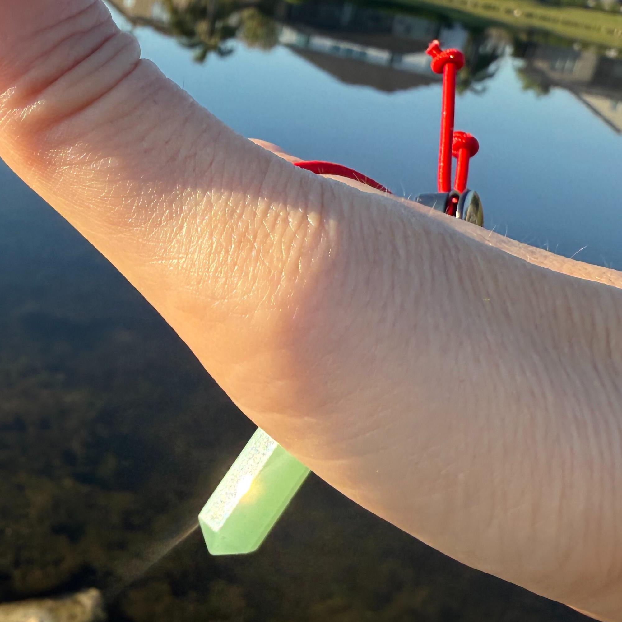 Green Quartz Palm Bracelet: Abundance Amulet - Meditation Crystal Fidget