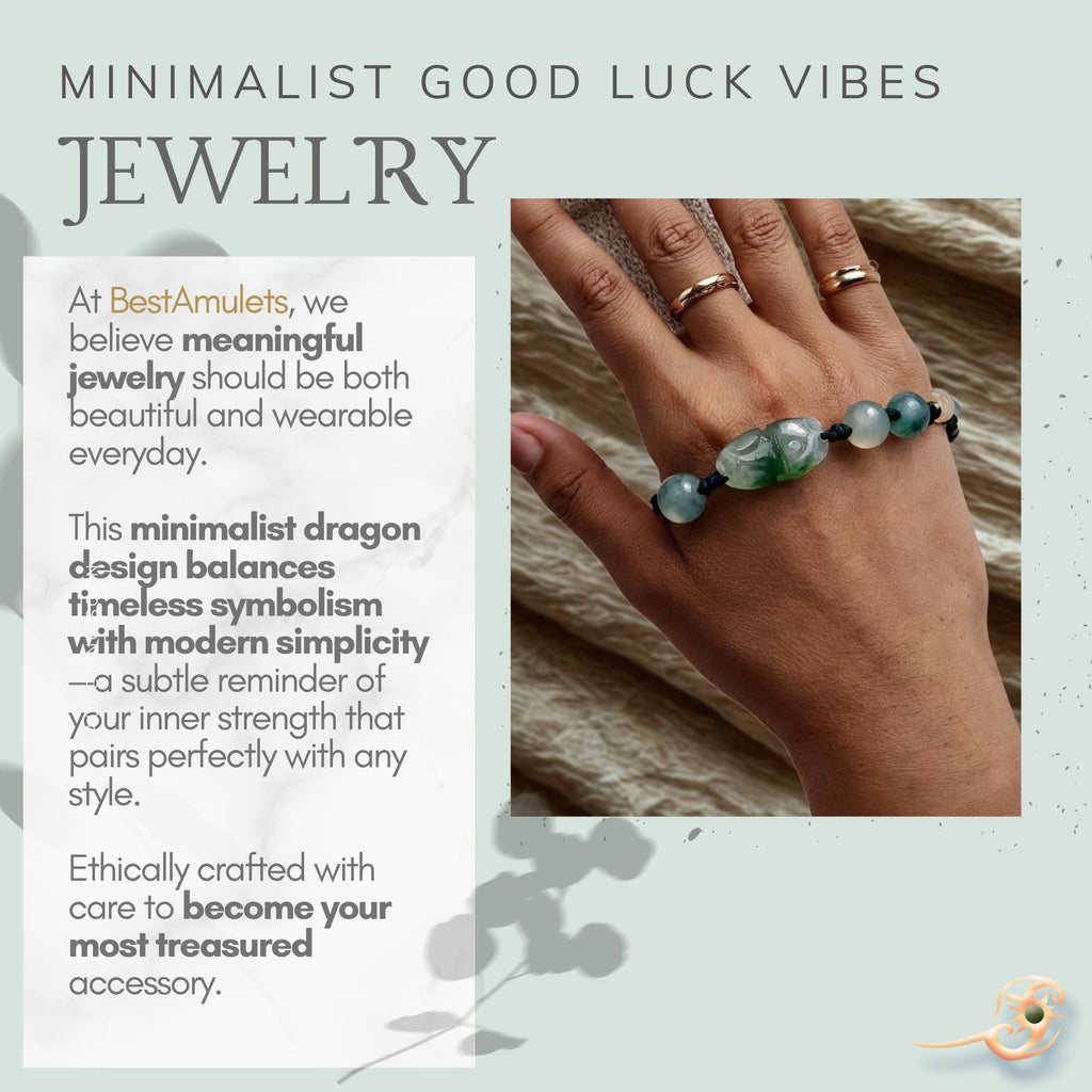 Serpentine Dragon Amulet Bracelet - Spiritual Protection Jewelry - Adjustable Cord