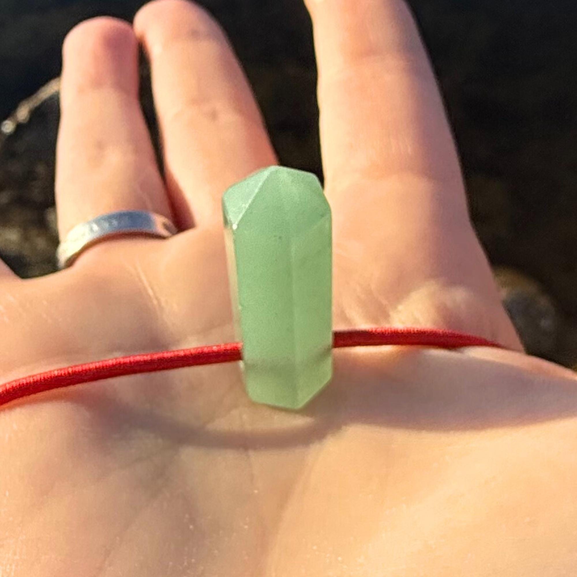 Green Quartz Palm Bracelet: Abundance Amulet - Meditation Crystal Fidget