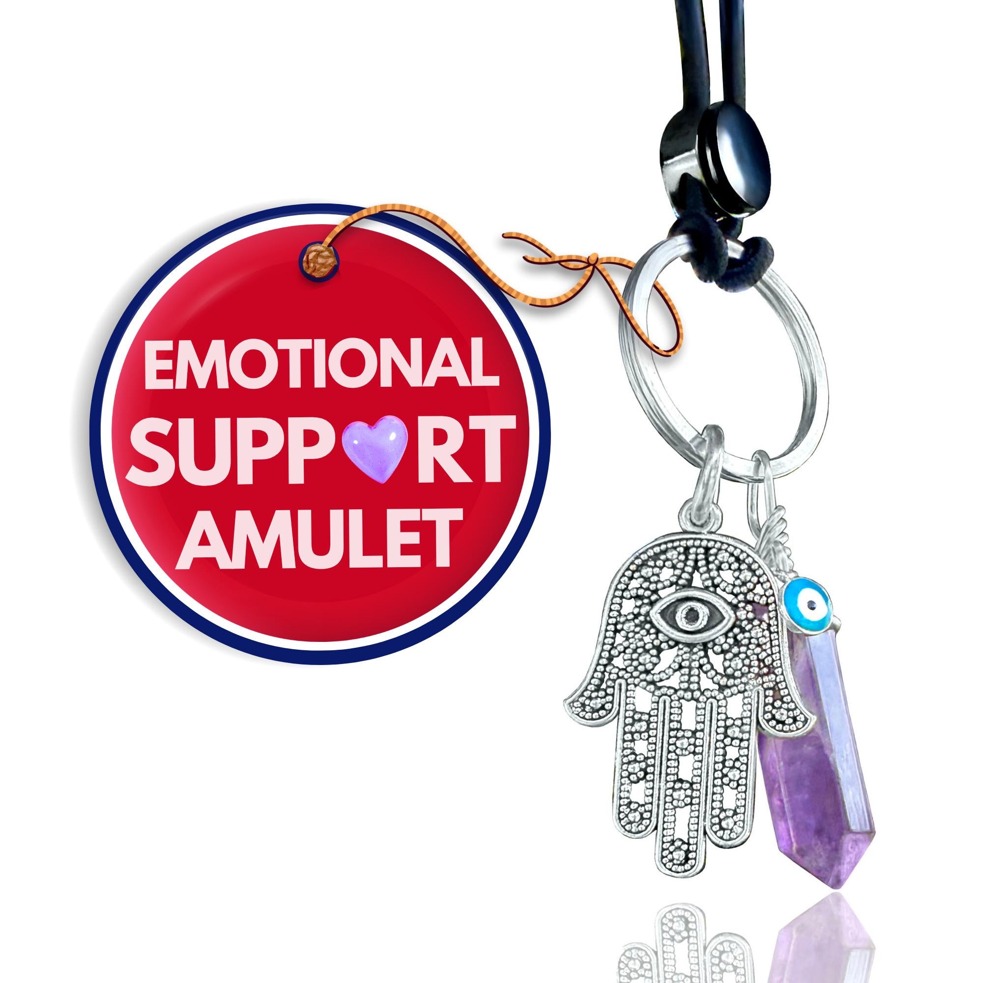 Amethyst Hamsa Hand Keychain – Evil Eye Protection Amulet - Car Hanging Ornament
