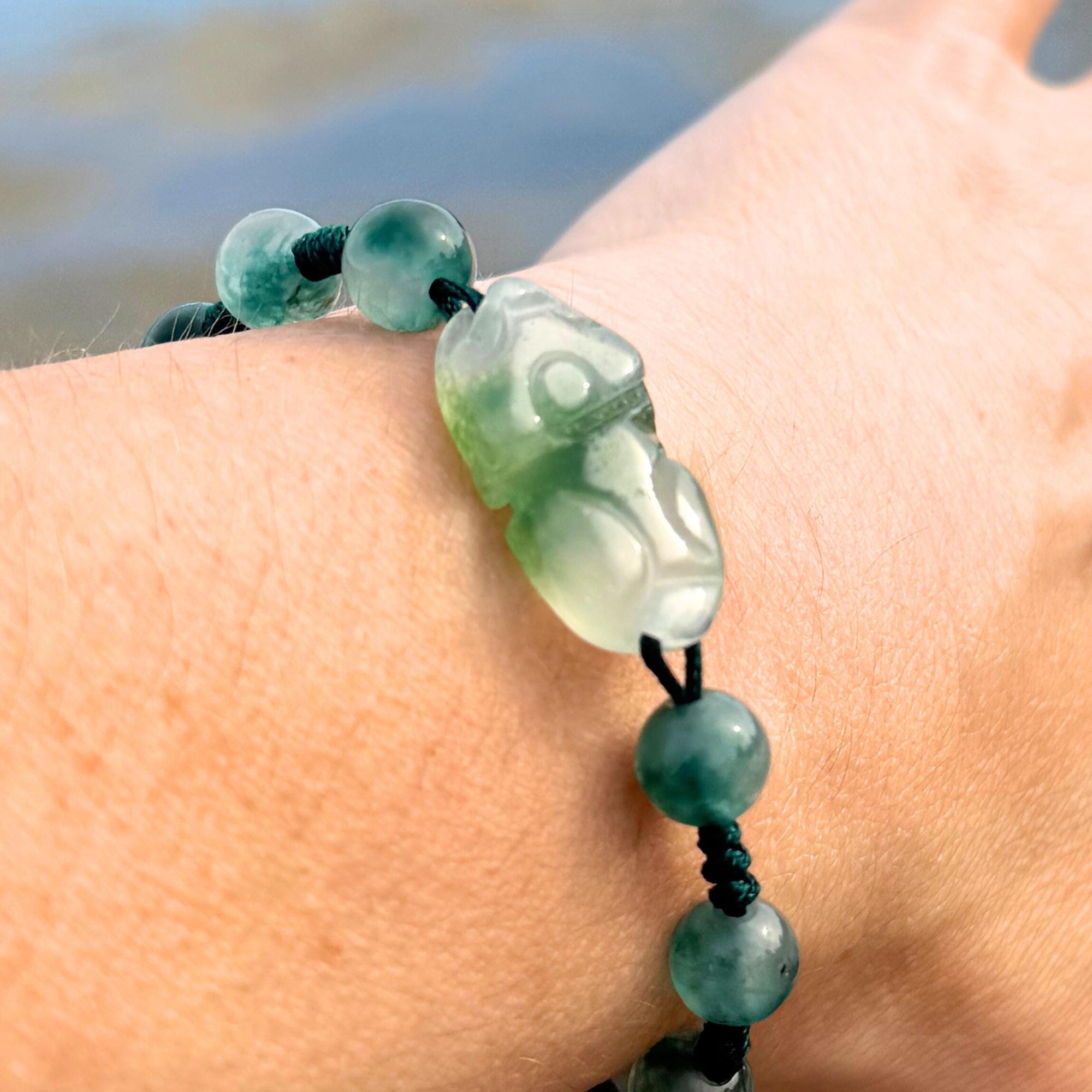 Serpentine Dragon Amulet Bracelet - Spiritual Protection Jewelry - Adjustable Cord