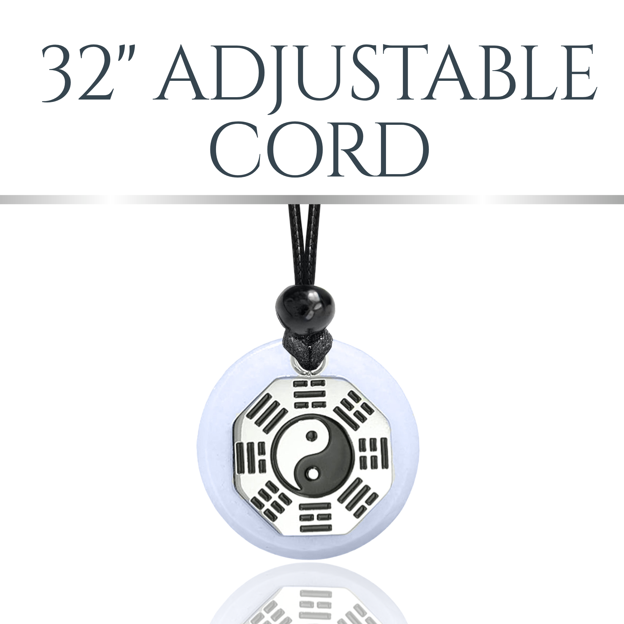 White Quartz Yin Yang Necklace – Evil Eye Protection Ba Gua Amulet