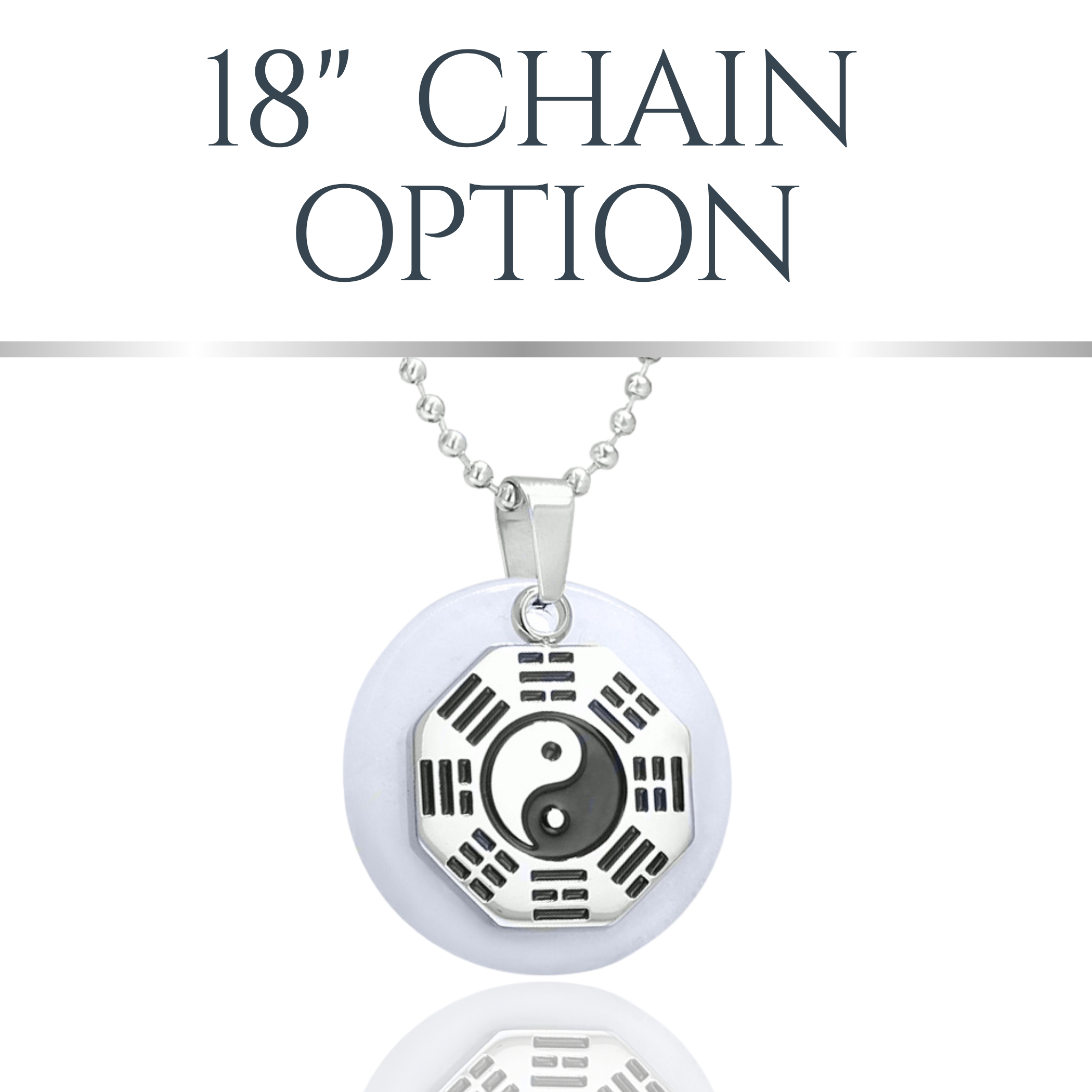 White Quartz Yin Yang Necklace – Evil Eye Protection Ba Gua Amulet