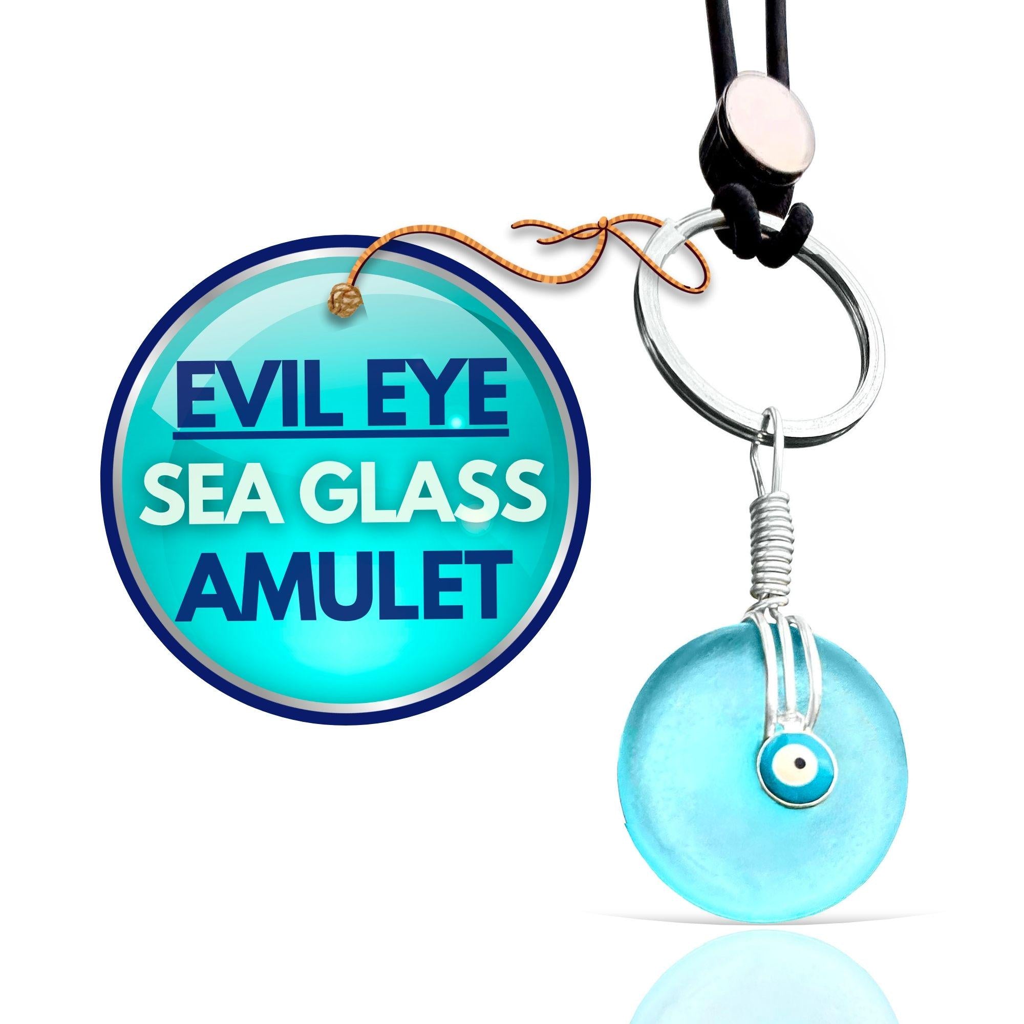 Sea Glass Evil Eye Keychain – Lucky Donut Amulet