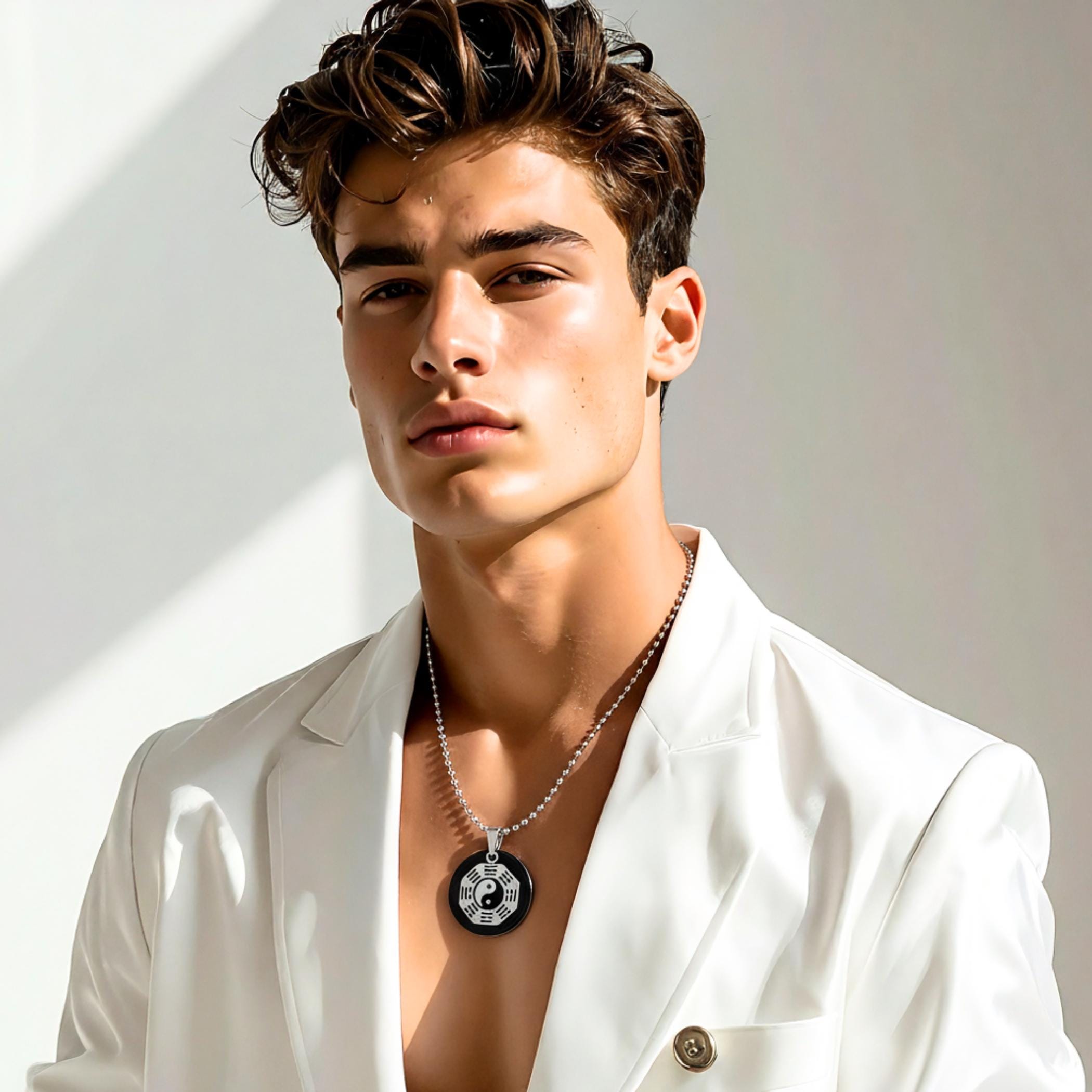 Black Agate Yin Yang Amulet Necklace – Feng Shui BaGua Spiritual Protection Talisman Jewelry