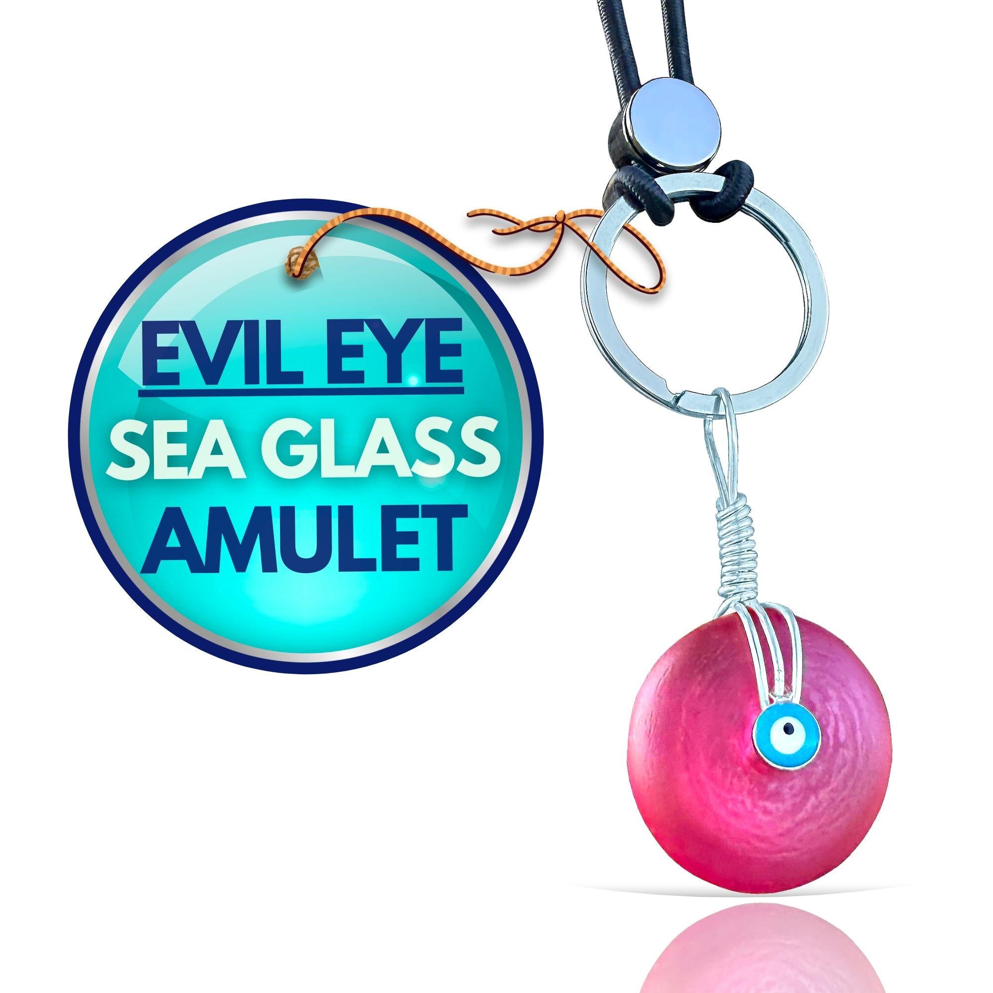 Sea Glass Evil Eye Keychain – Lucky Donut Amulet