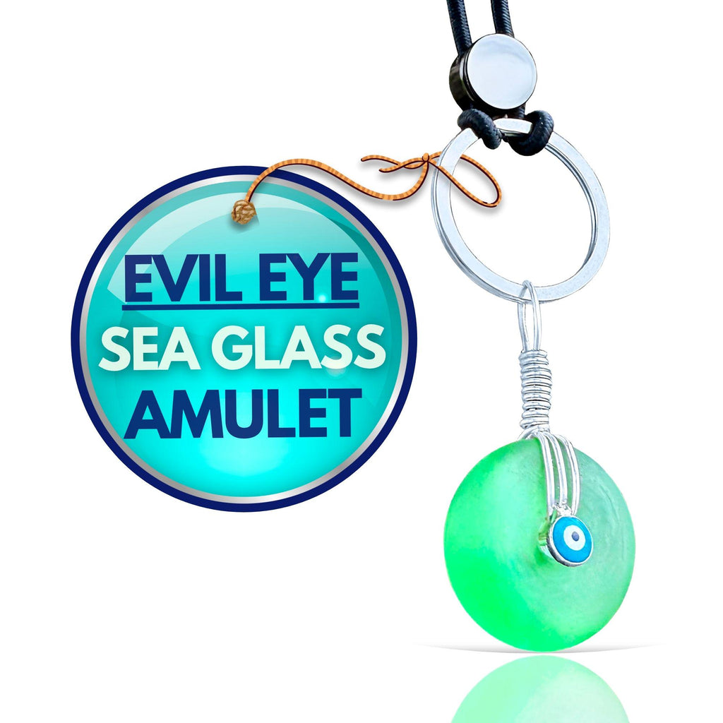 Sea Glass Evil Eye Keychain – Lucky Donut Amulet