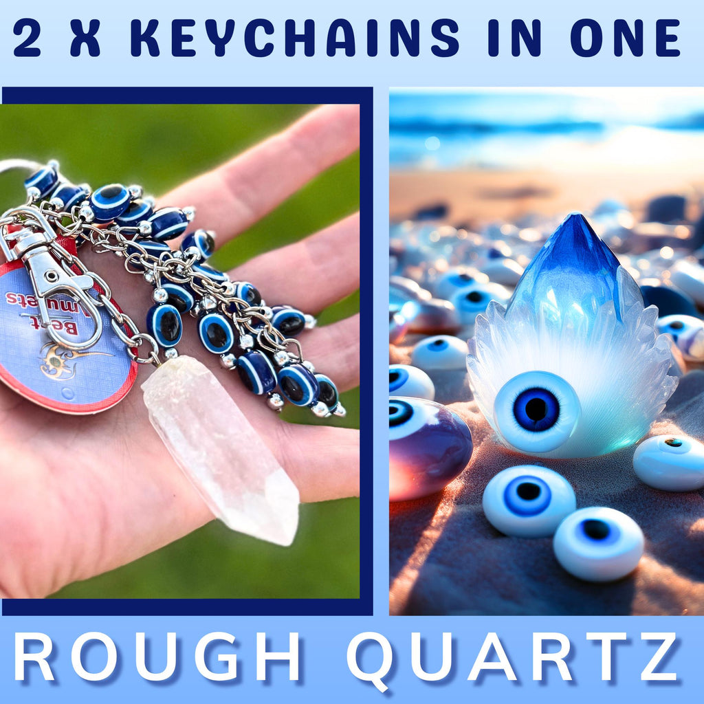 Evil Eye Keychain: Brazilian Quartz Crystal Amulet - Spiritual Protection