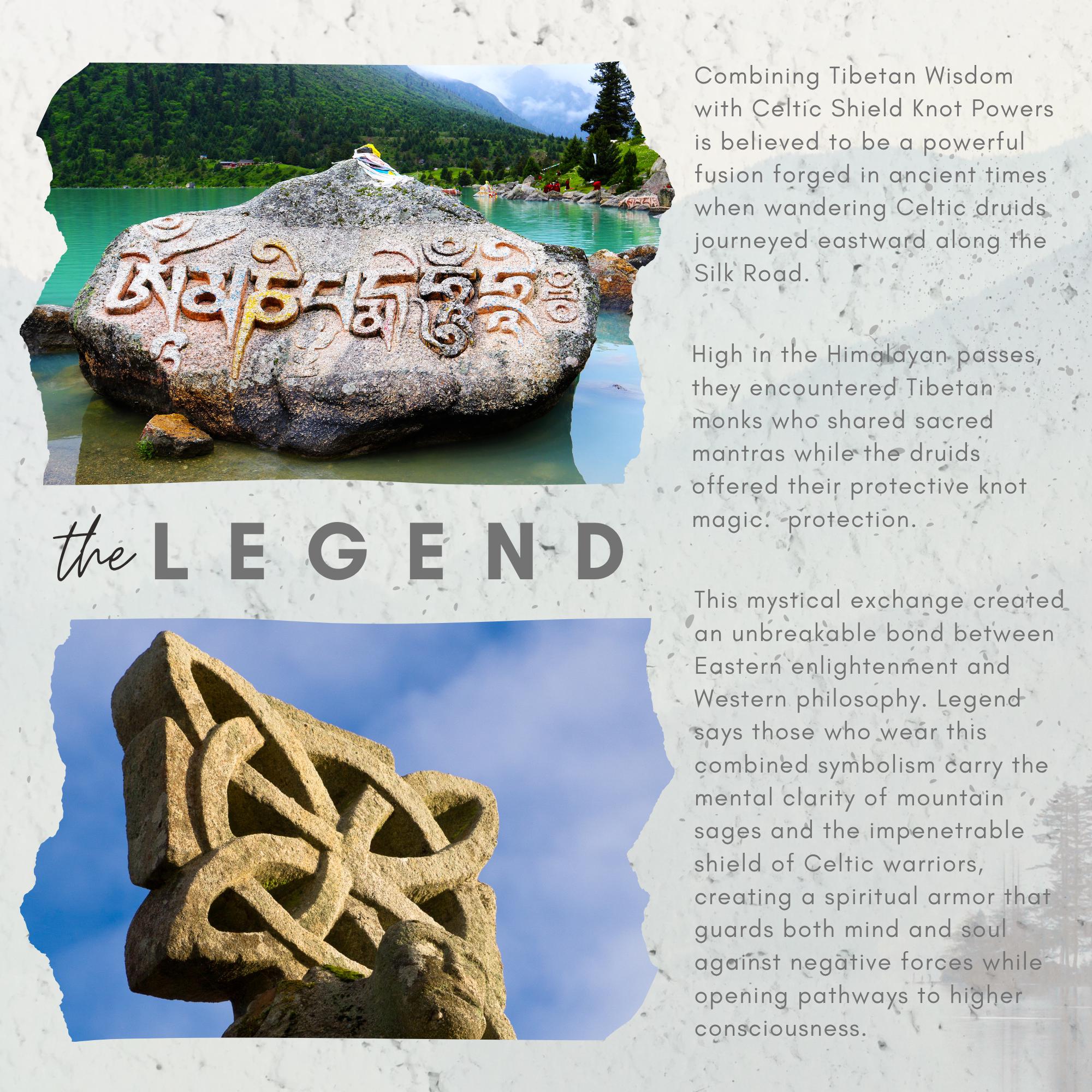 Yak Bone Lotus Mandala Necklace: Celtic Shield Knot, Om Mani Padme Hum