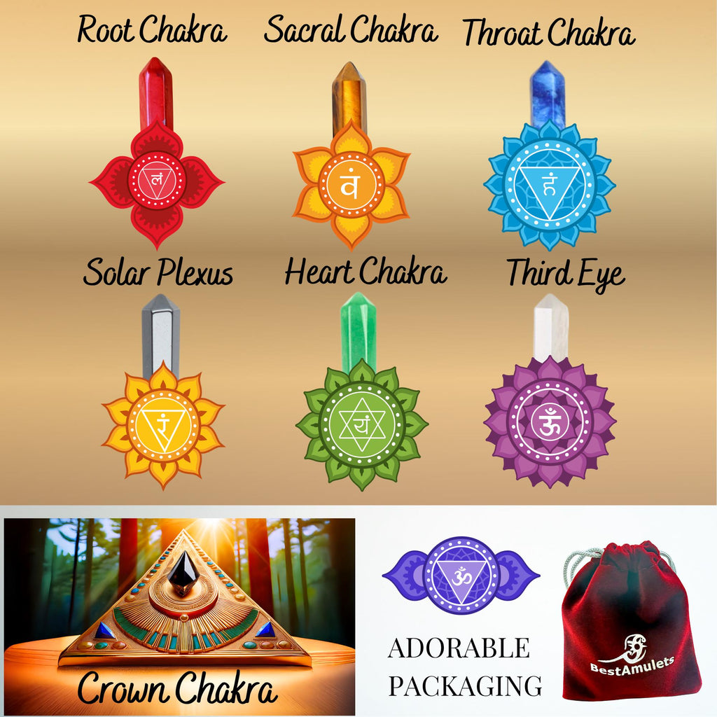 Chakra Gemstone Amulet Necklace – Energy Balancing Reiki Jewelry
