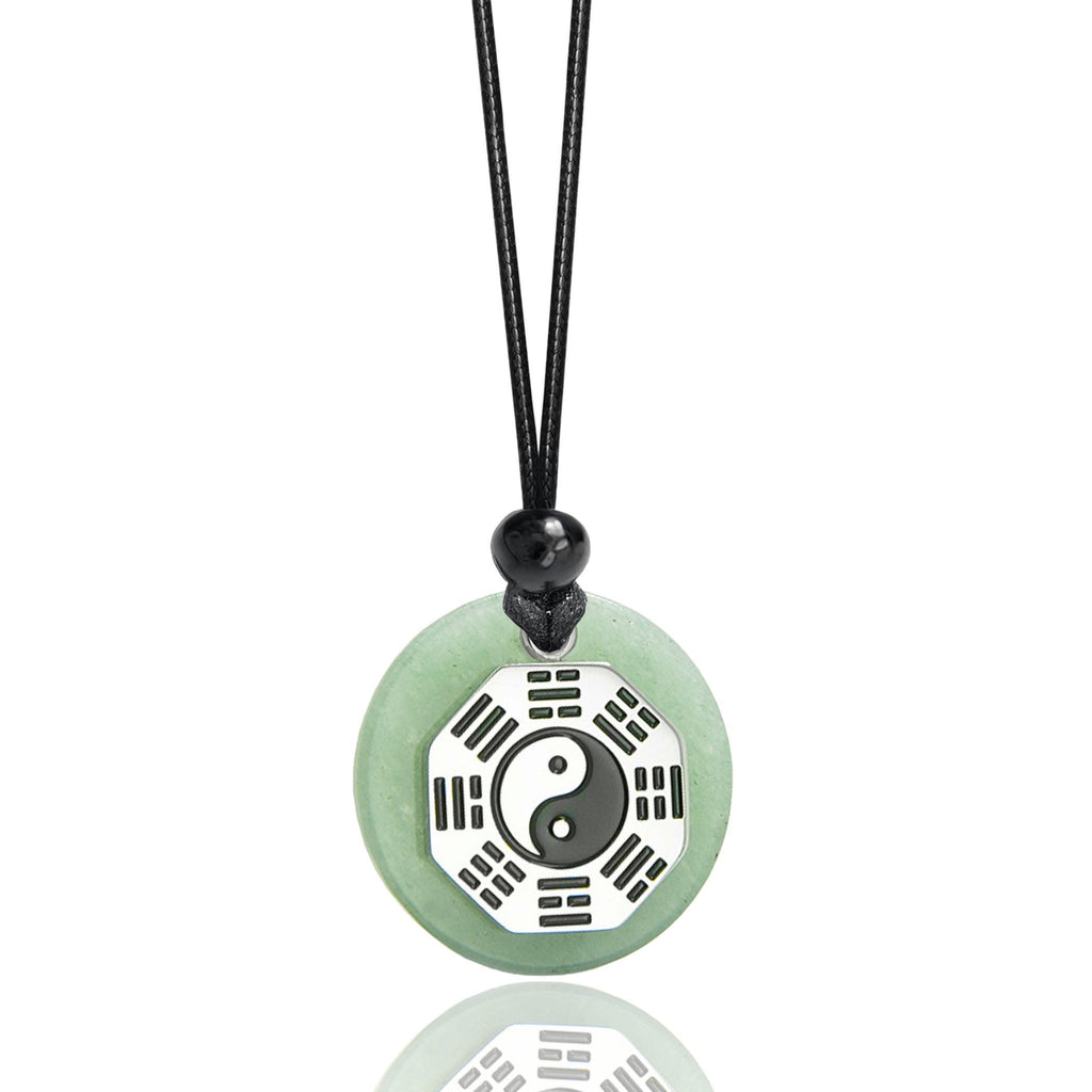 Green Quartz Yin Yang Necklace – Feng Shui BaGua Money Talisman Jewelry