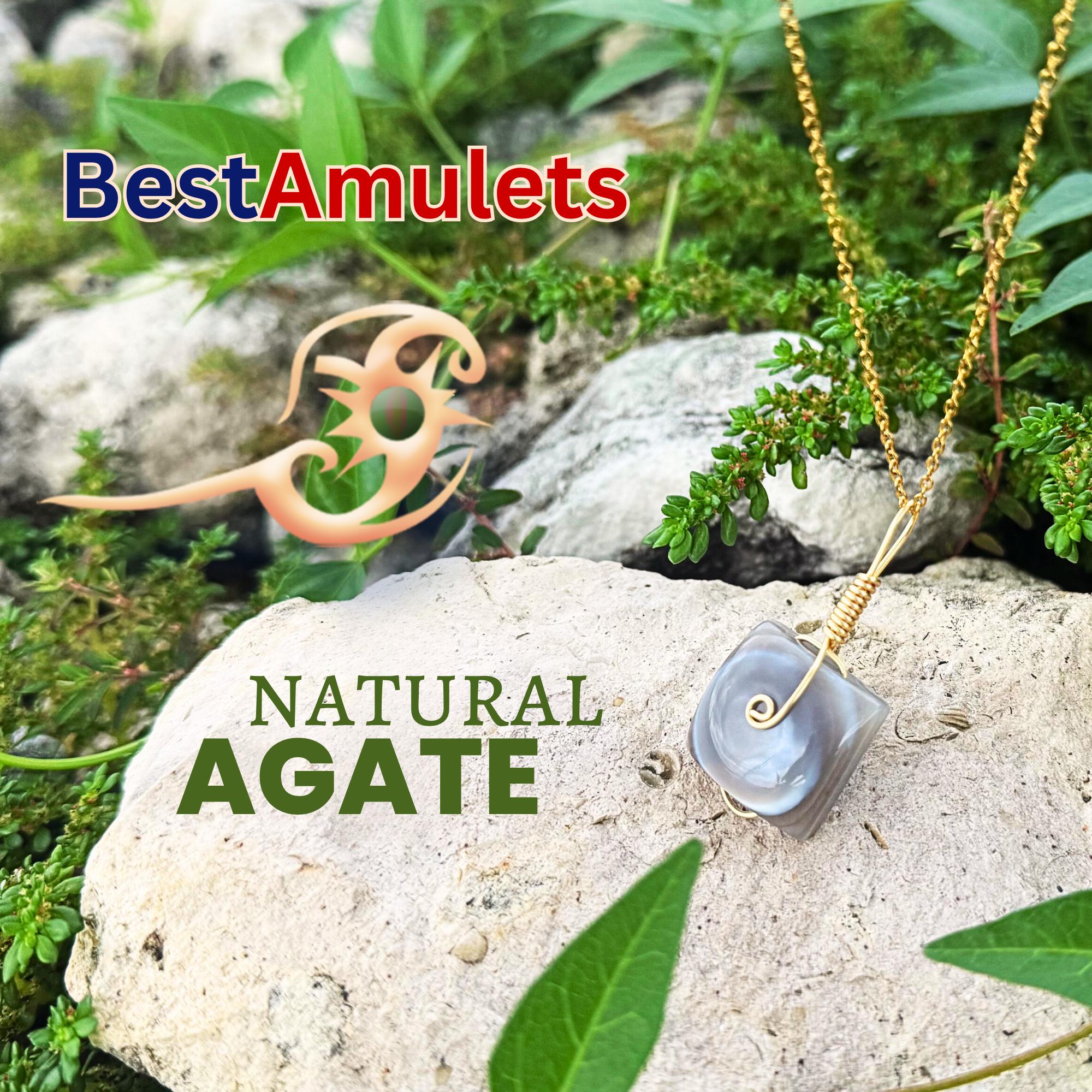 Eye Agate Necklace - Gold Tone Evil Eye Protection Amulet