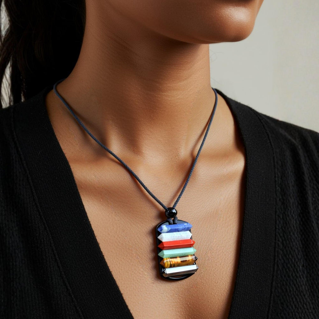 Chakra Gemstone Amulet Necklace – Energy Balancing Reiki Jewelry