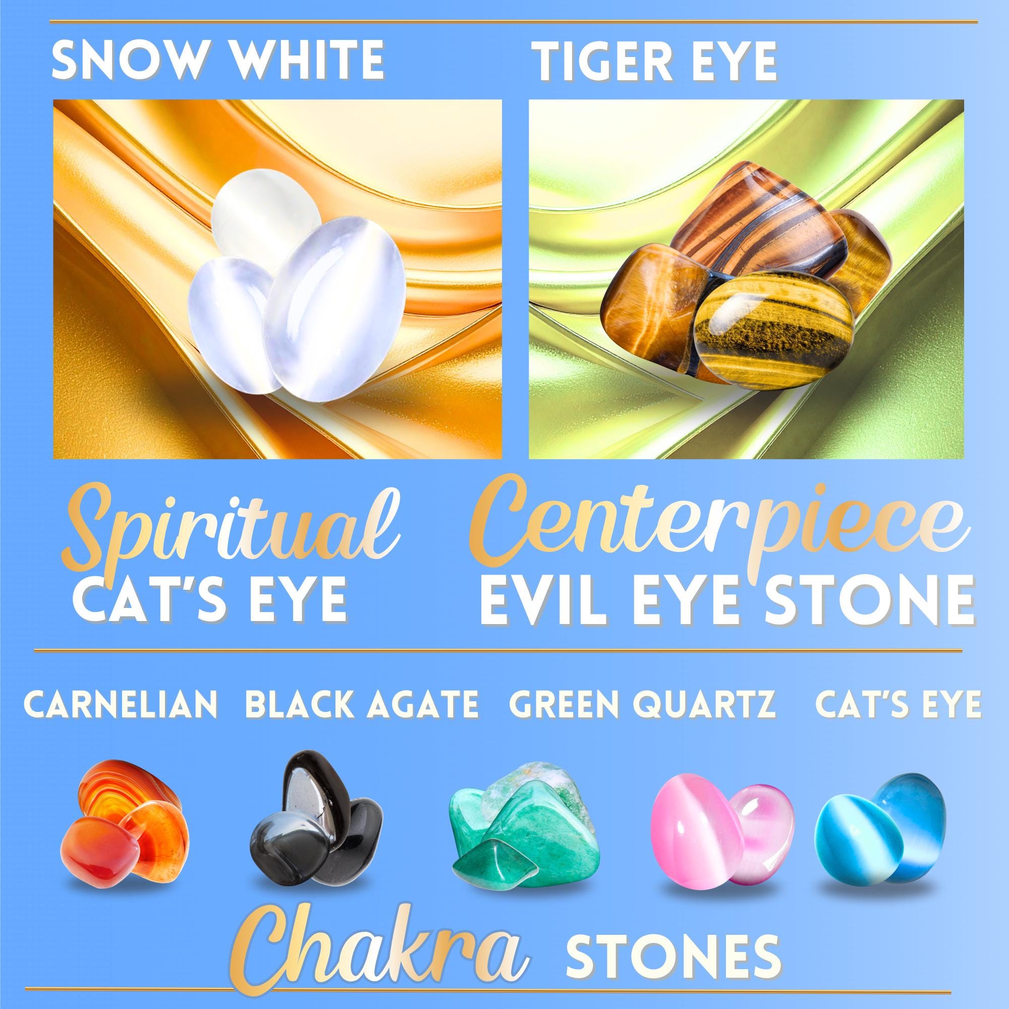 Chakra and Evil Eye Protection Amulet Bracelet - White Cats Eye Divine Light Spiritual Talisman - Tiger Eye & Reiki Crystals Gift for Women