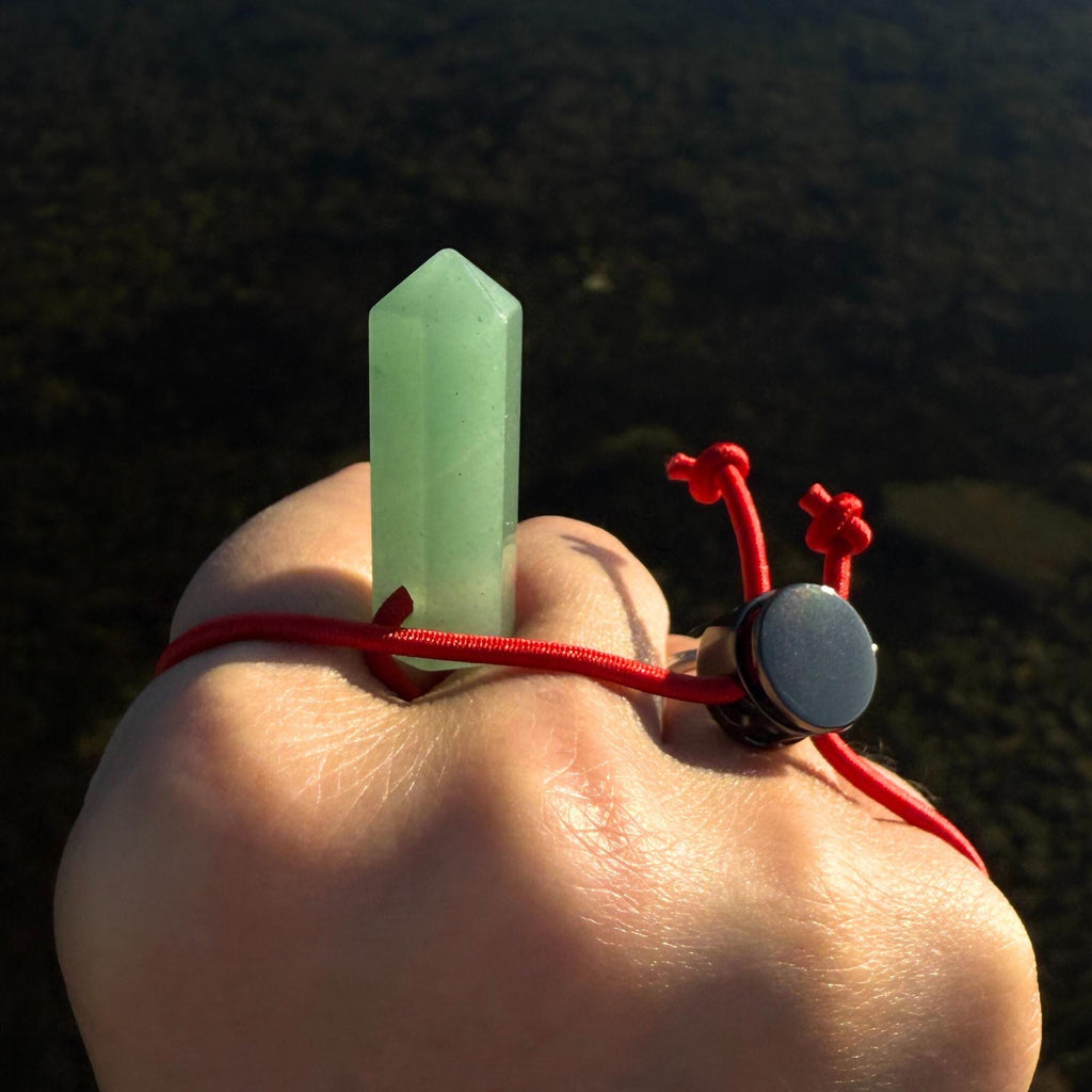 Green Quartz Palm Bracelet: Abundance Amulet - Meditation Crystal Fidget