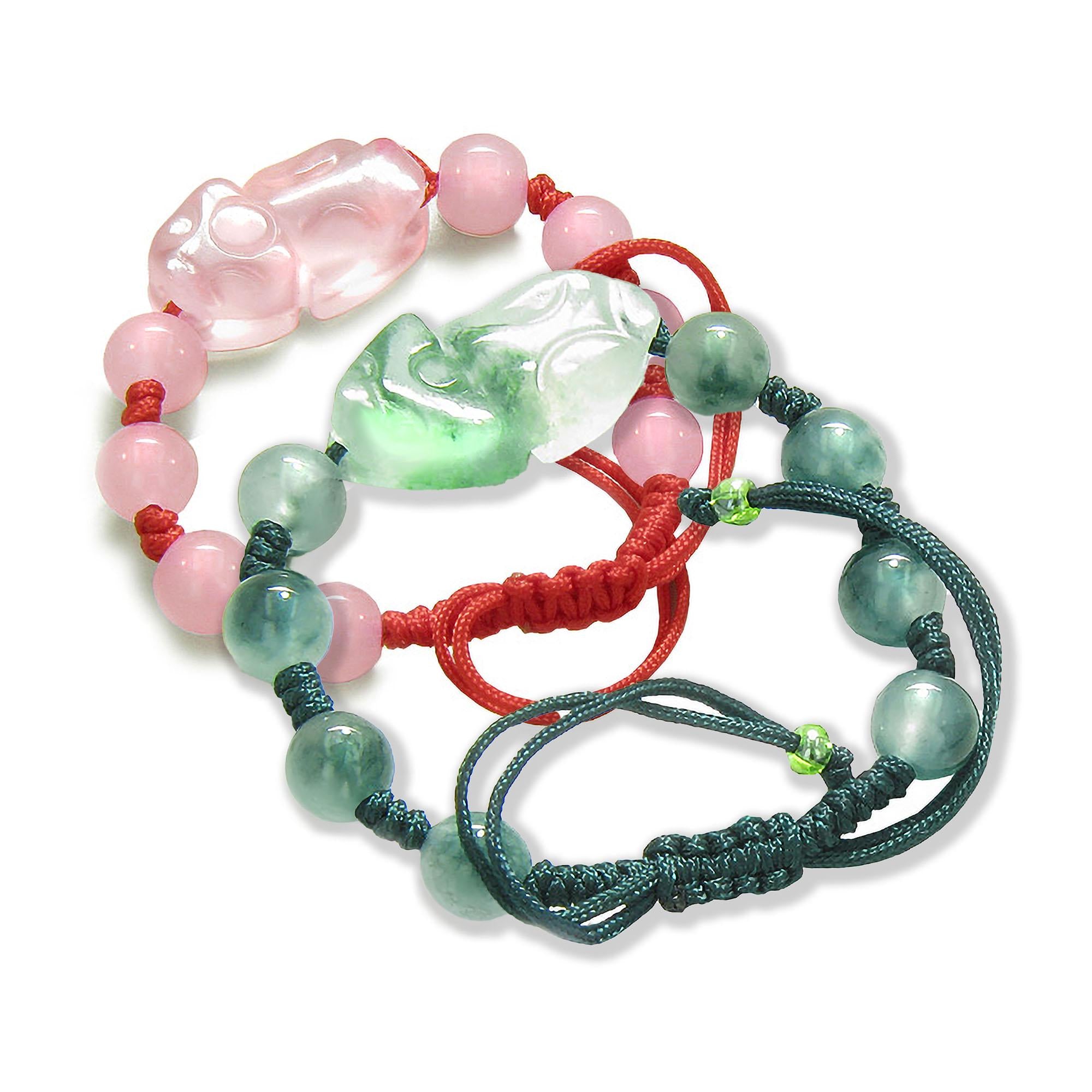 Matching Dragon Bracelet Set: Serpentine & Crystal Amulets for Couples