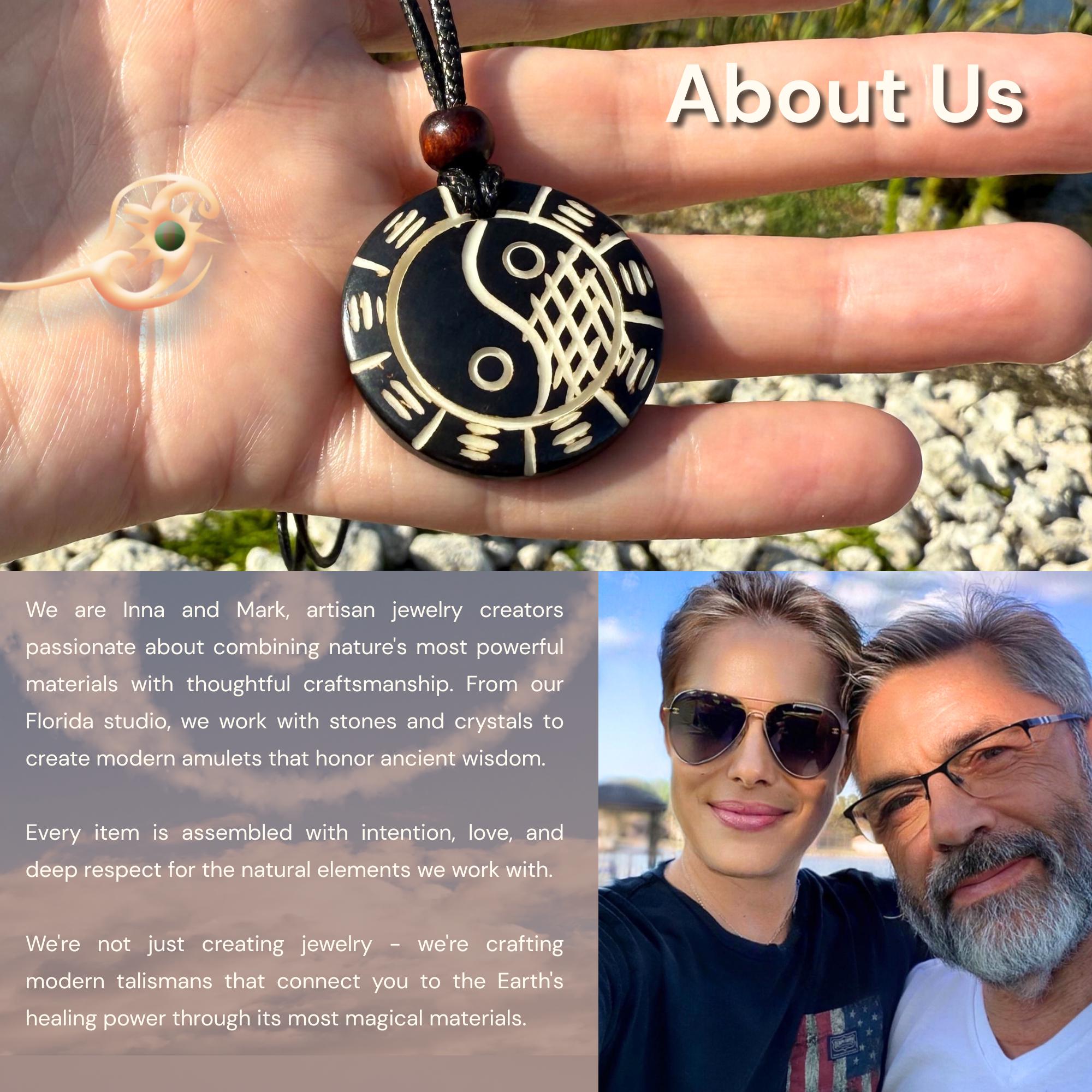 Yak Bone Yin Yang Ba Gua Necklace: Tibetan Feng Shui Amulet