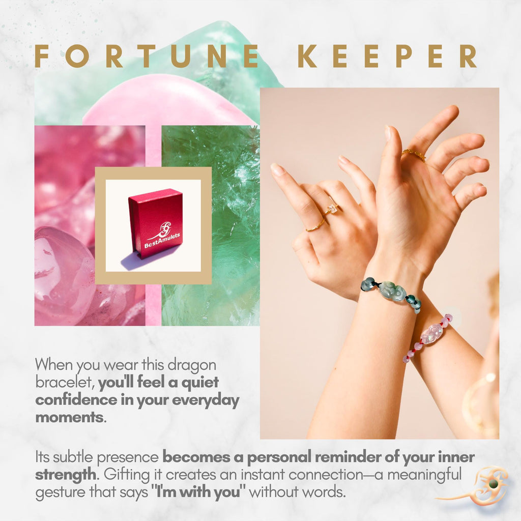 Matching Dragon Bracelet Set: Serpentine & Crystal Amulets for Couples