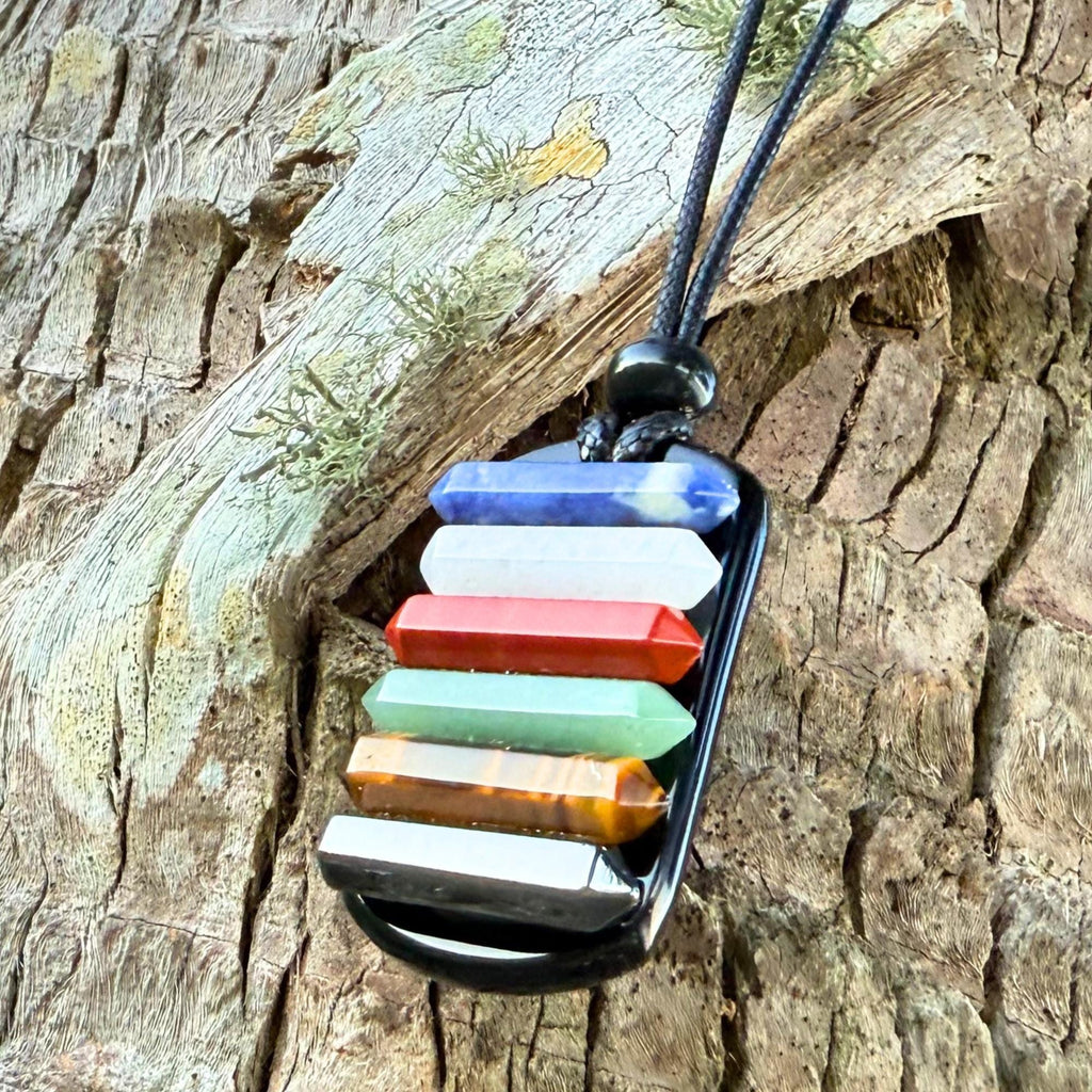 Chakra Gemstone Amulet Necklace – Energy Balancing Reiki Jewelry