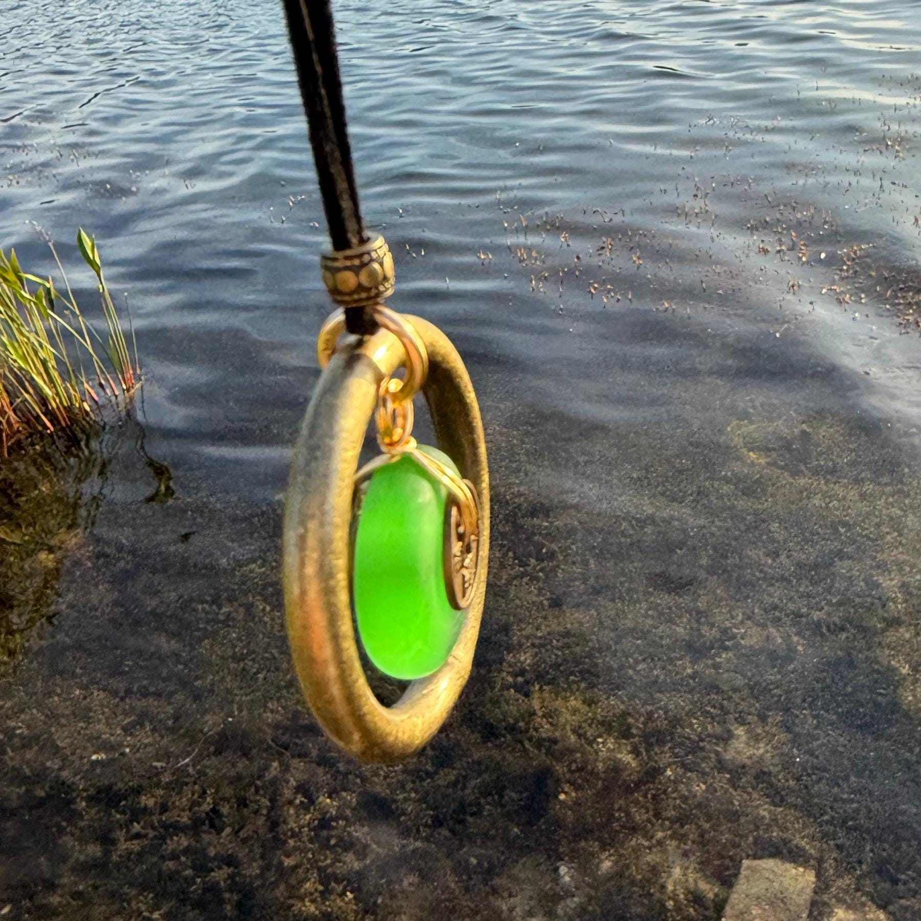 Sea Glass Car Charm: Dragon Lucky Coin Amulet - Wheel of Fortune Protection