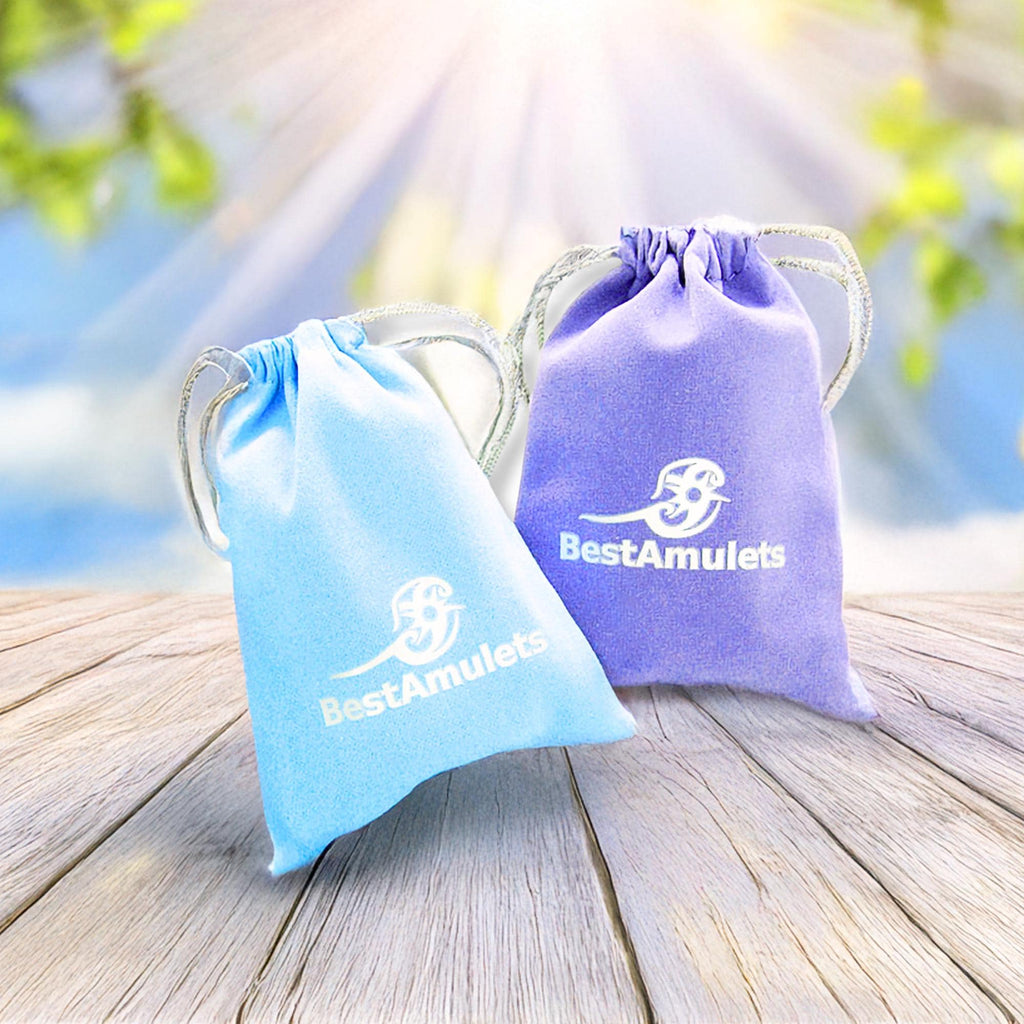 Lapis Lazuli Celtic Lotus Flower Lucky Coin Necklace Amulet - Feng Shui Spiritual Talisman