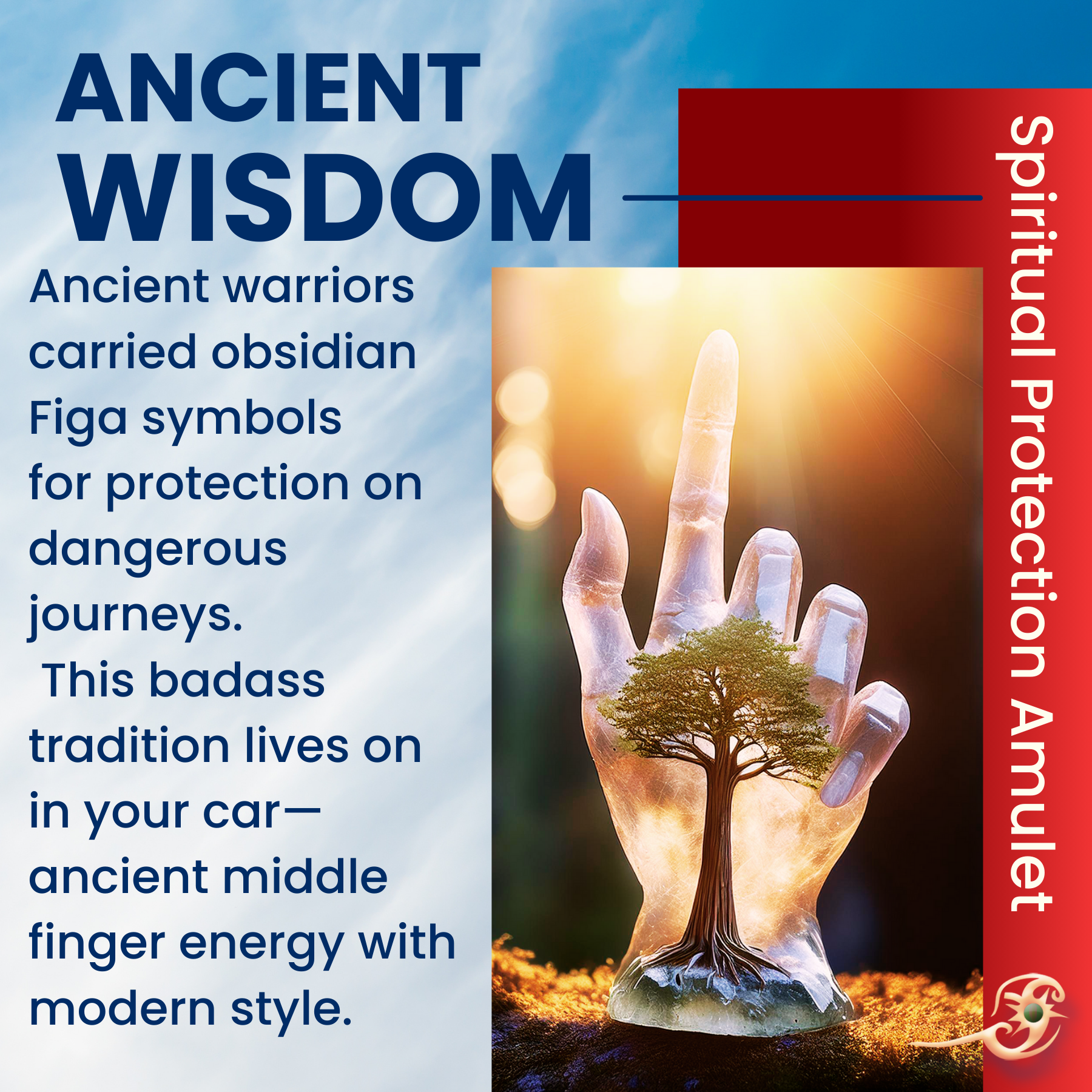 Black Obsidian Figa Car Charm - Gold Tone Wire Wrapped Protection Amulet