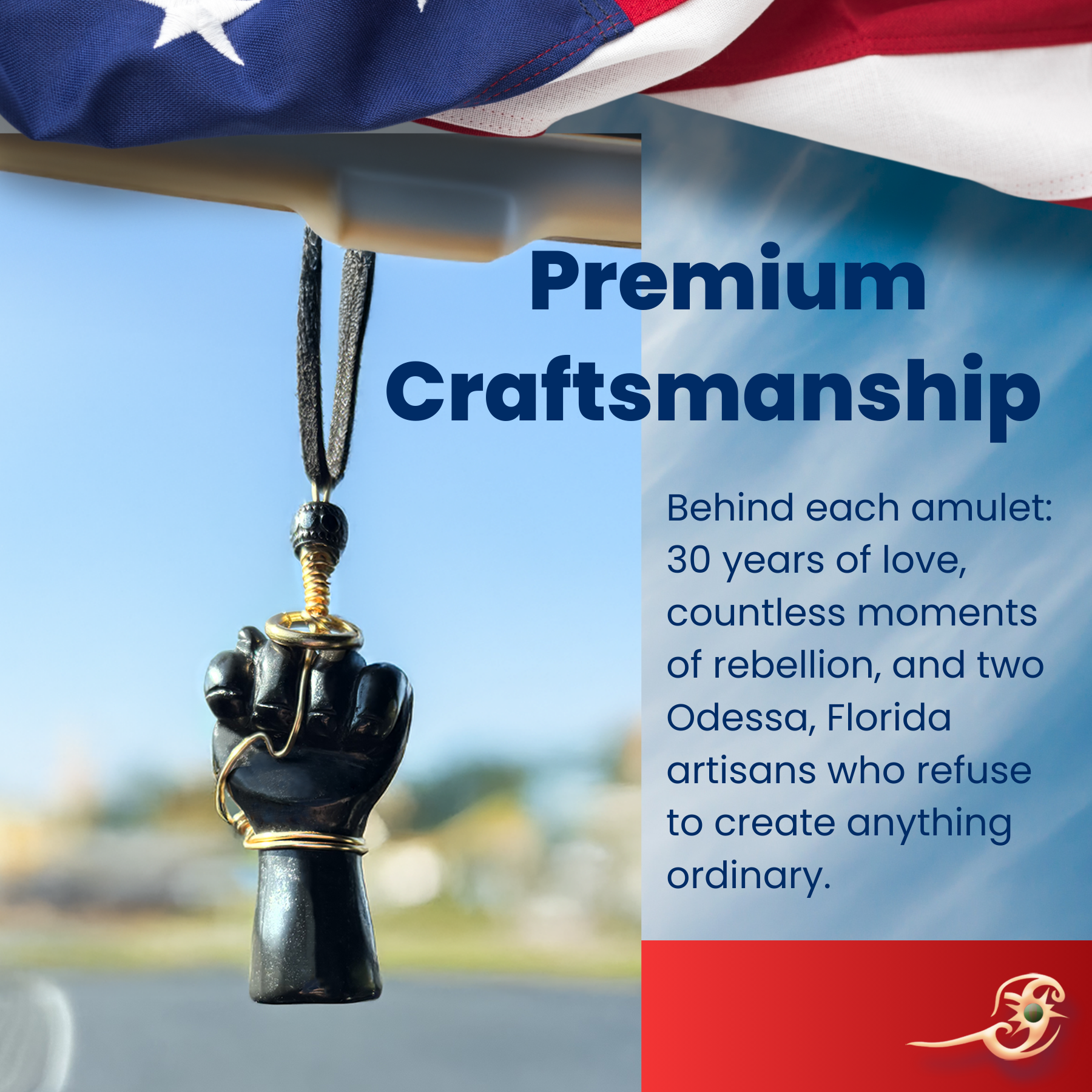 Black Obsidian Figa Car Charm - Gold Tone Wire Wrapped Protection Amulet