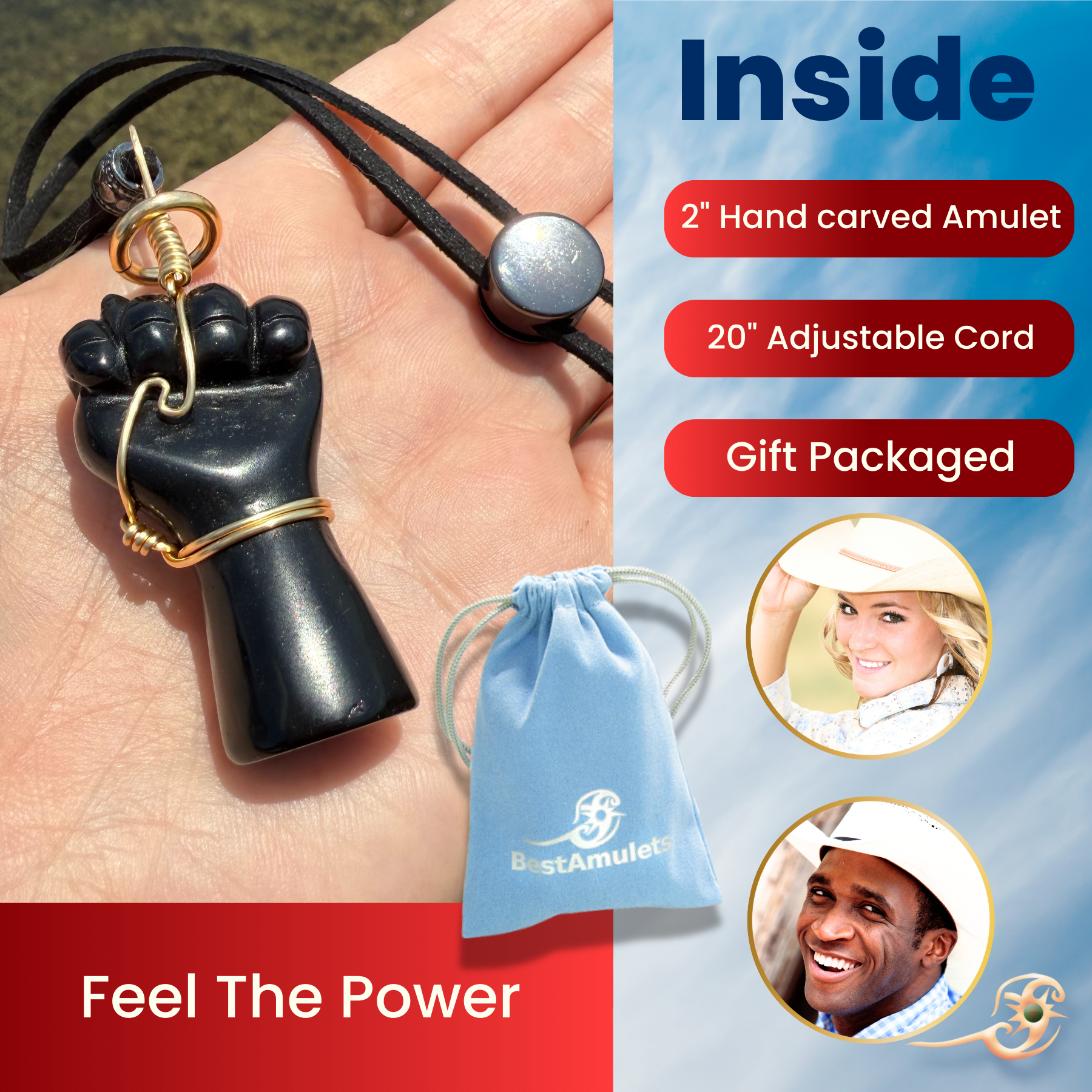 Black Obsidian Figa Car Charm - Gold Tone Wire Wrapped Protection Amulet