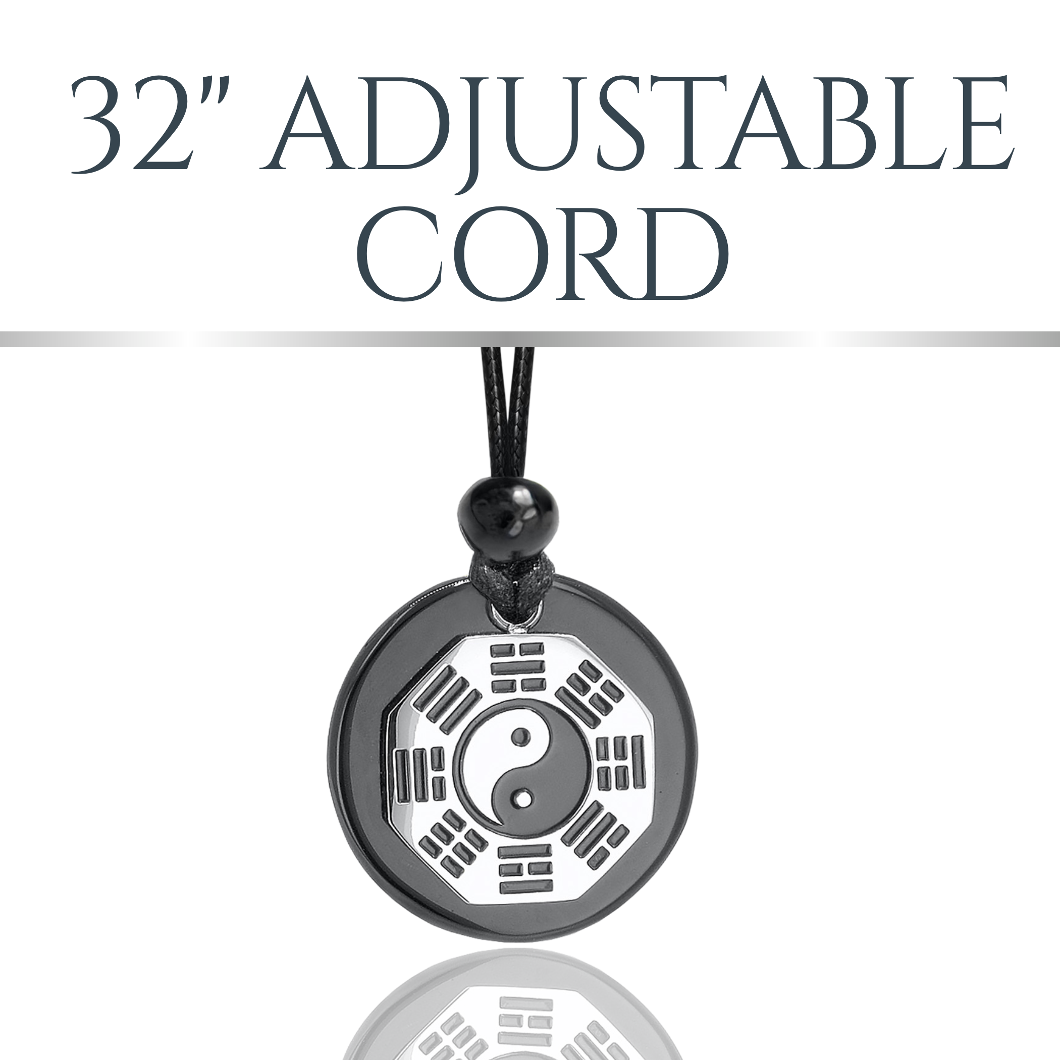 Black Agate Yin Yang Amulet Necklace – Feng Shui BaGua Spiritual Protection Talisman Jewelry