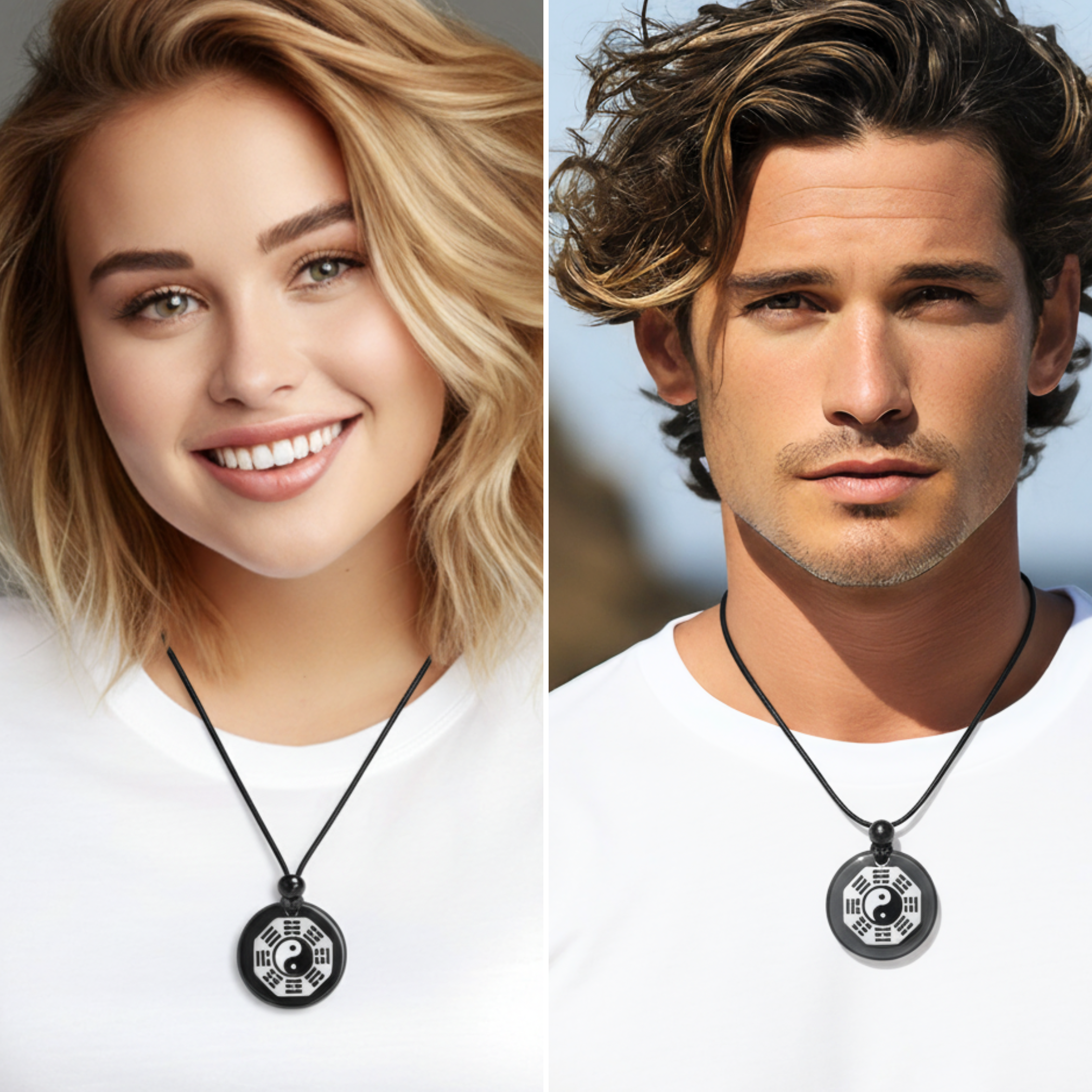 Black Agate Yin Yang Amulet Necklace – Feng Shui BaGua Spiritual Protection Talisman Jewelry