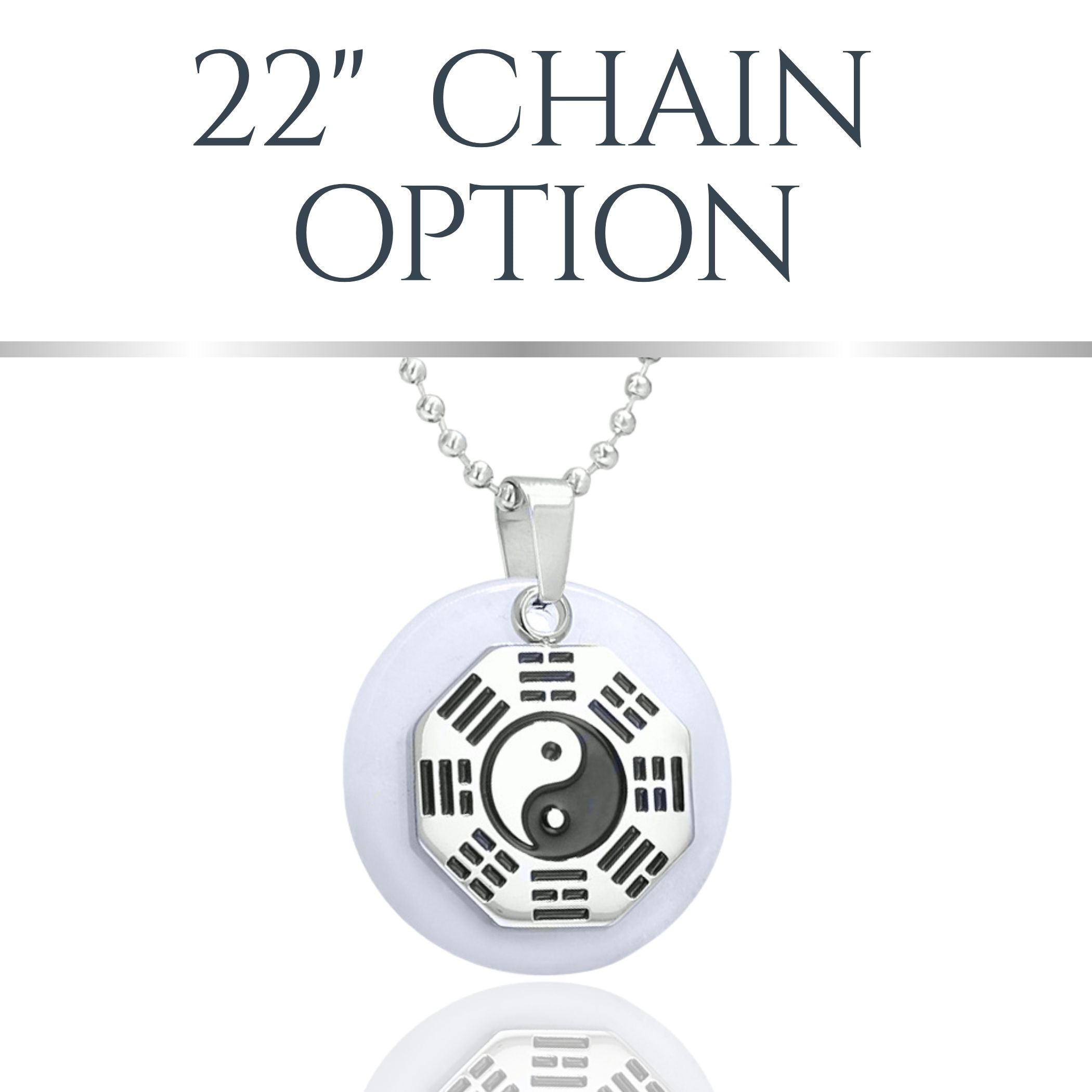 White Quartz Yin Yang Necklace – Evil Eye Protection Ba Gua Amulet