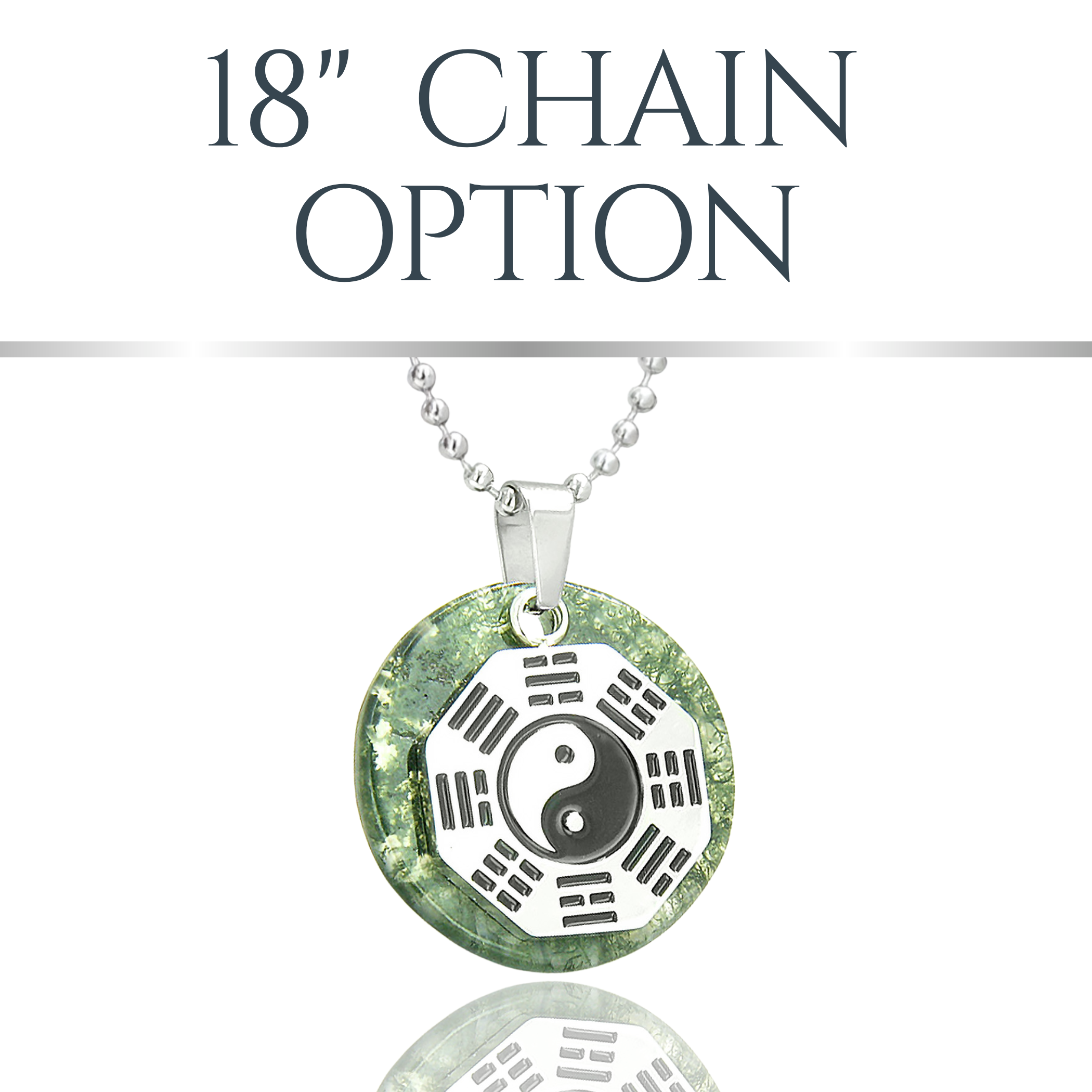 Green Moss Agate Yin Yang Amulet Necklace – Feng Shui BaGua Fortune Talisman Jewelry