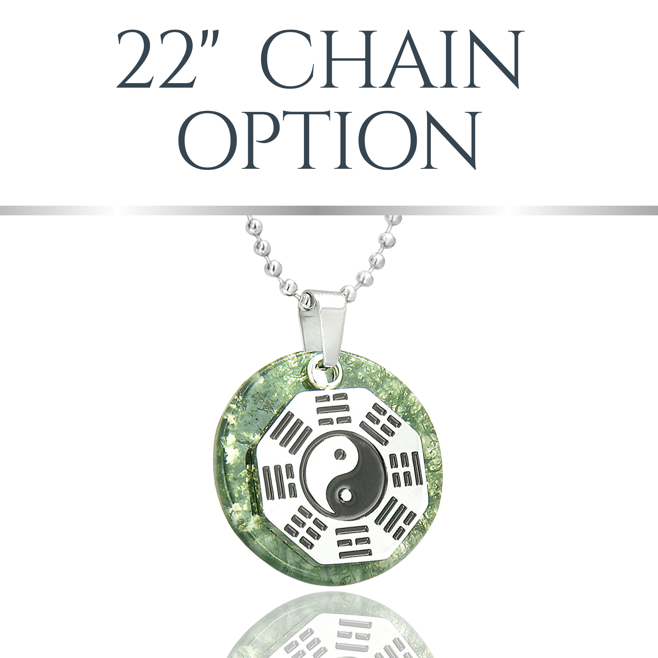 Green Moss Agate Yin Yang Amulet Necklace – Feng Shui BaGua Fortune Talisman Jewelry