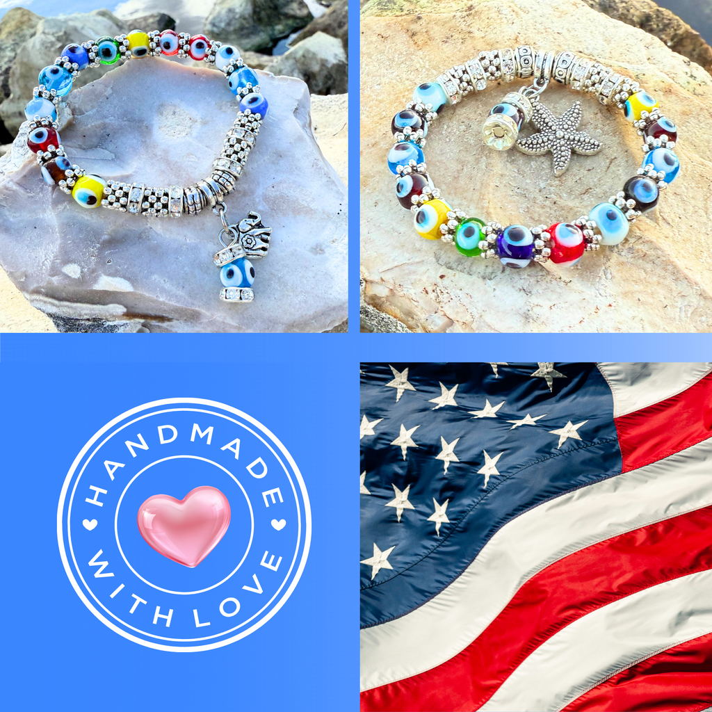 Evil Eye Charm Bracelet – Elephant or Starfish Amulet - Spiritual Protection Jewelry