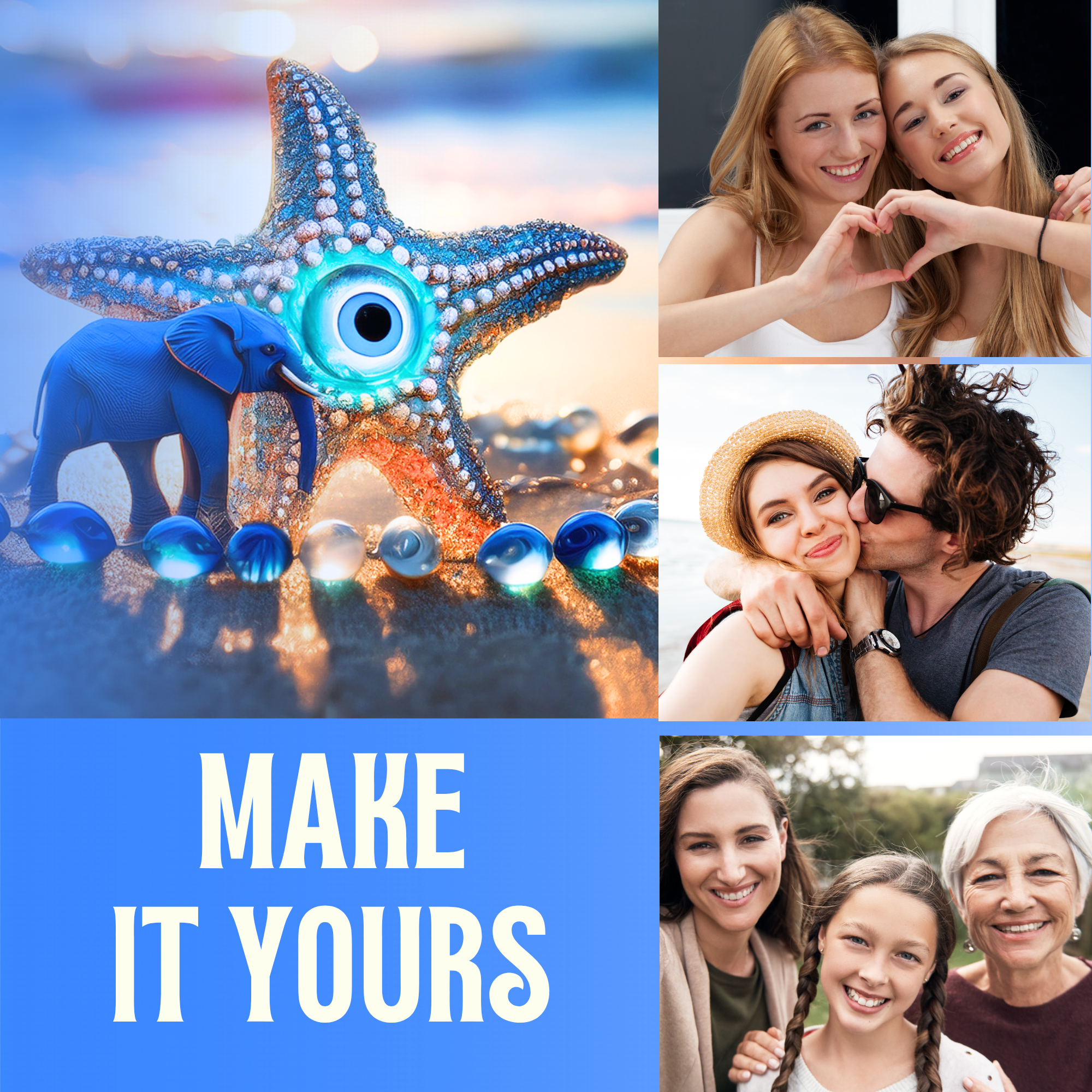 Evil Eye Charm Bracelet – Elephant or Starfish Amulet - Spiritual Protection Jewelry