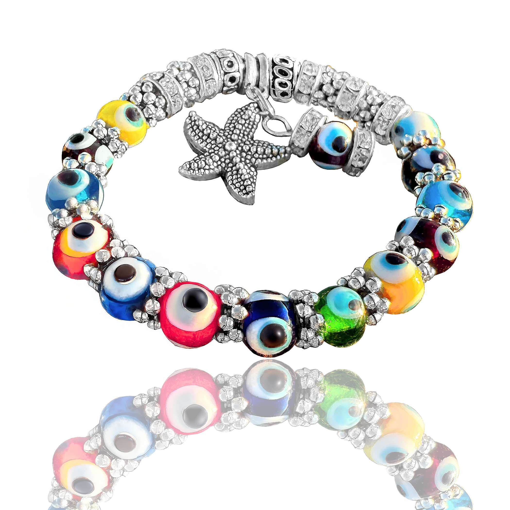 Evil Eye Charm Bracelet – Elephant or Starfish Amulet - Spiritual Protection Jewelry